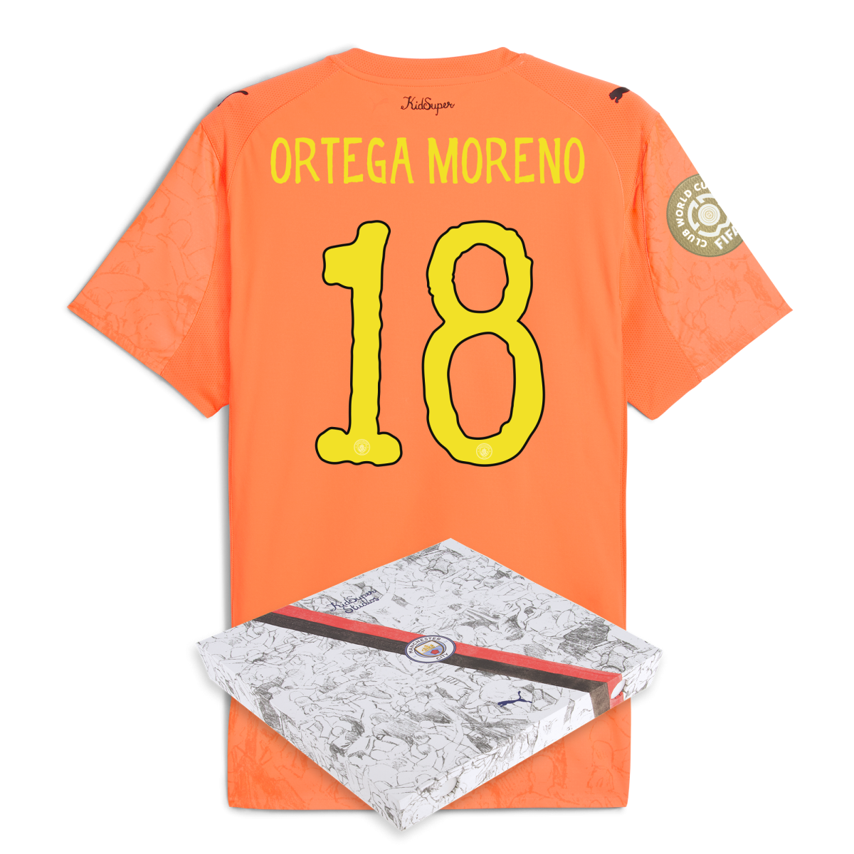 Manchester City manchester city gk kidsuper club world cup authentic jersey orange 202526 with ortega moreno 18 printing in gift box Collection - ManchesterCitystore.com