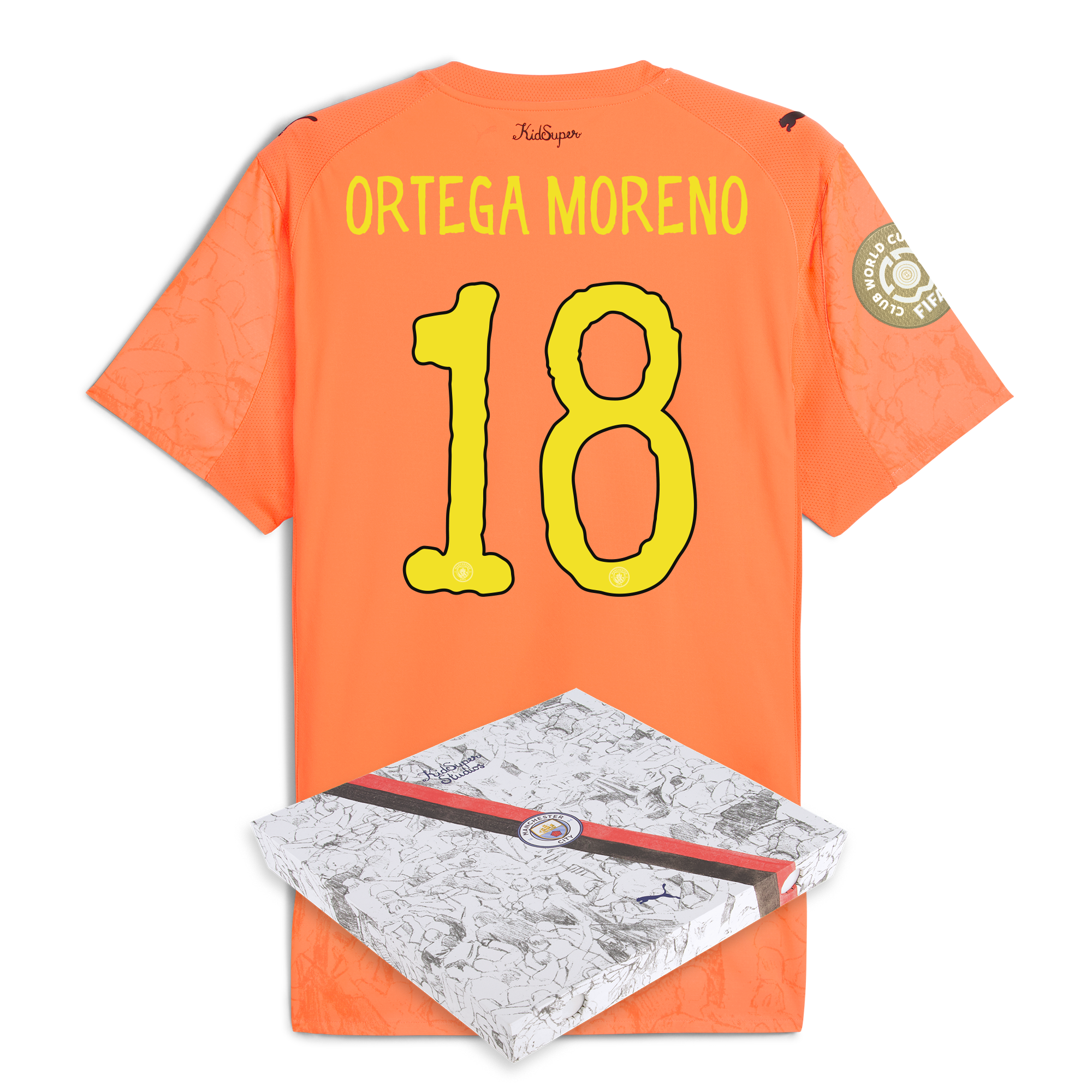 Manchester City manchester city gk kidsuper club world cup authentic jersey orange 202526 with ortega moreno 18 printing in gift box Collection - ManchesterCitystore.com
