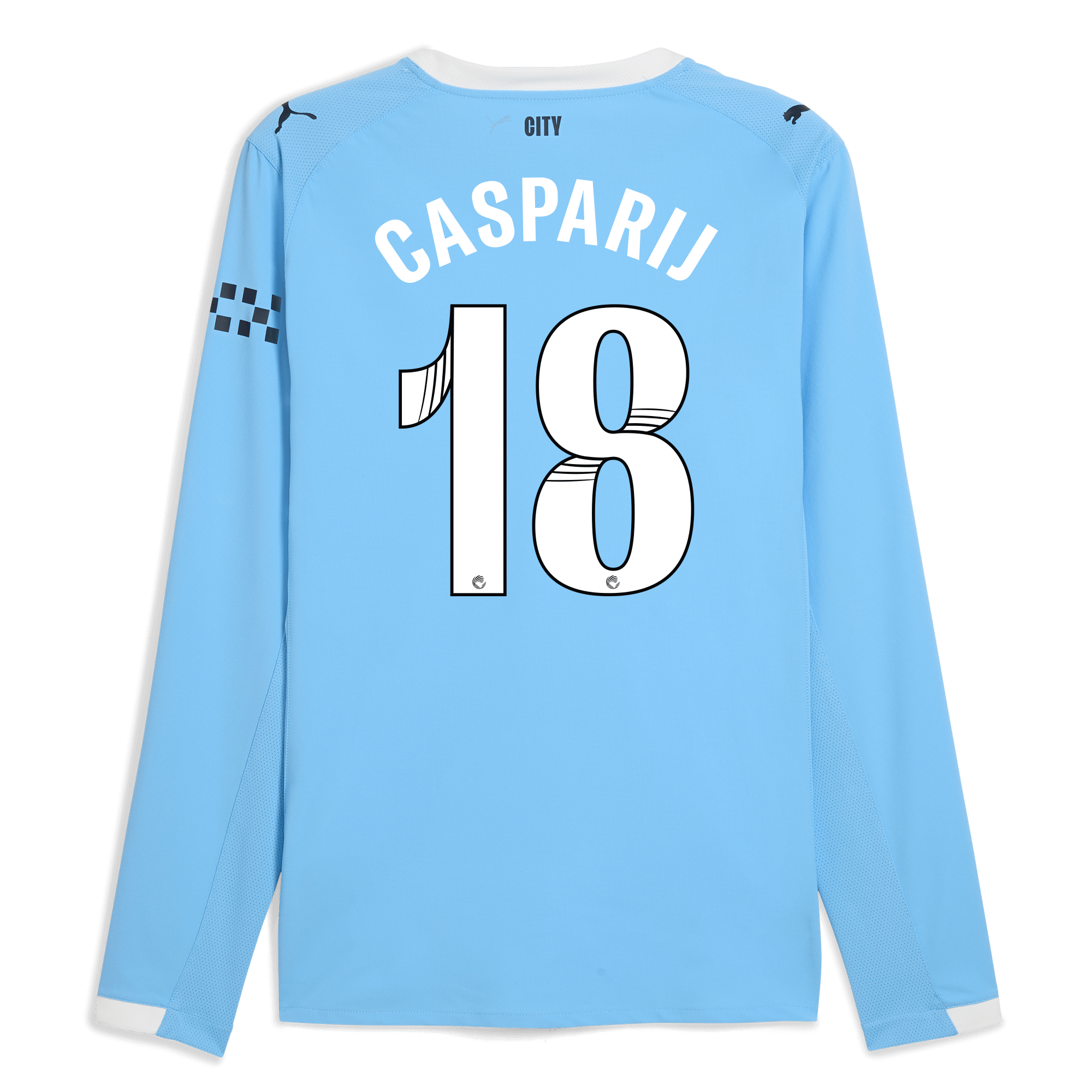 Manchester City manchester city home authentic jersey 202526 long sleeve with casparij 18 printing Collection - ManchesterCitystore.com