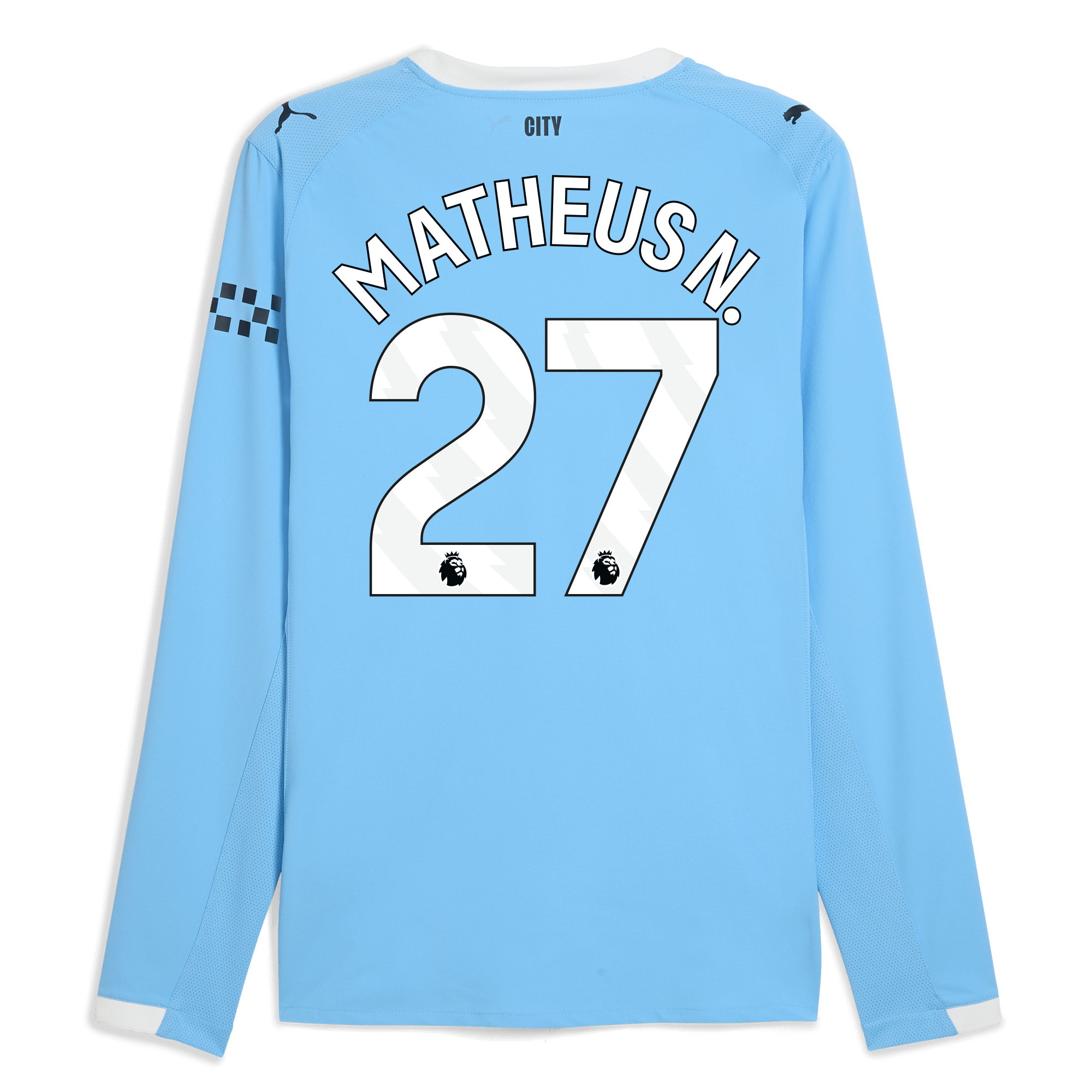 Manchester City manchester city home authentic jersey 202526 long sleeve with matheus n. 27 printing Collection - ManchesterCitystore.com