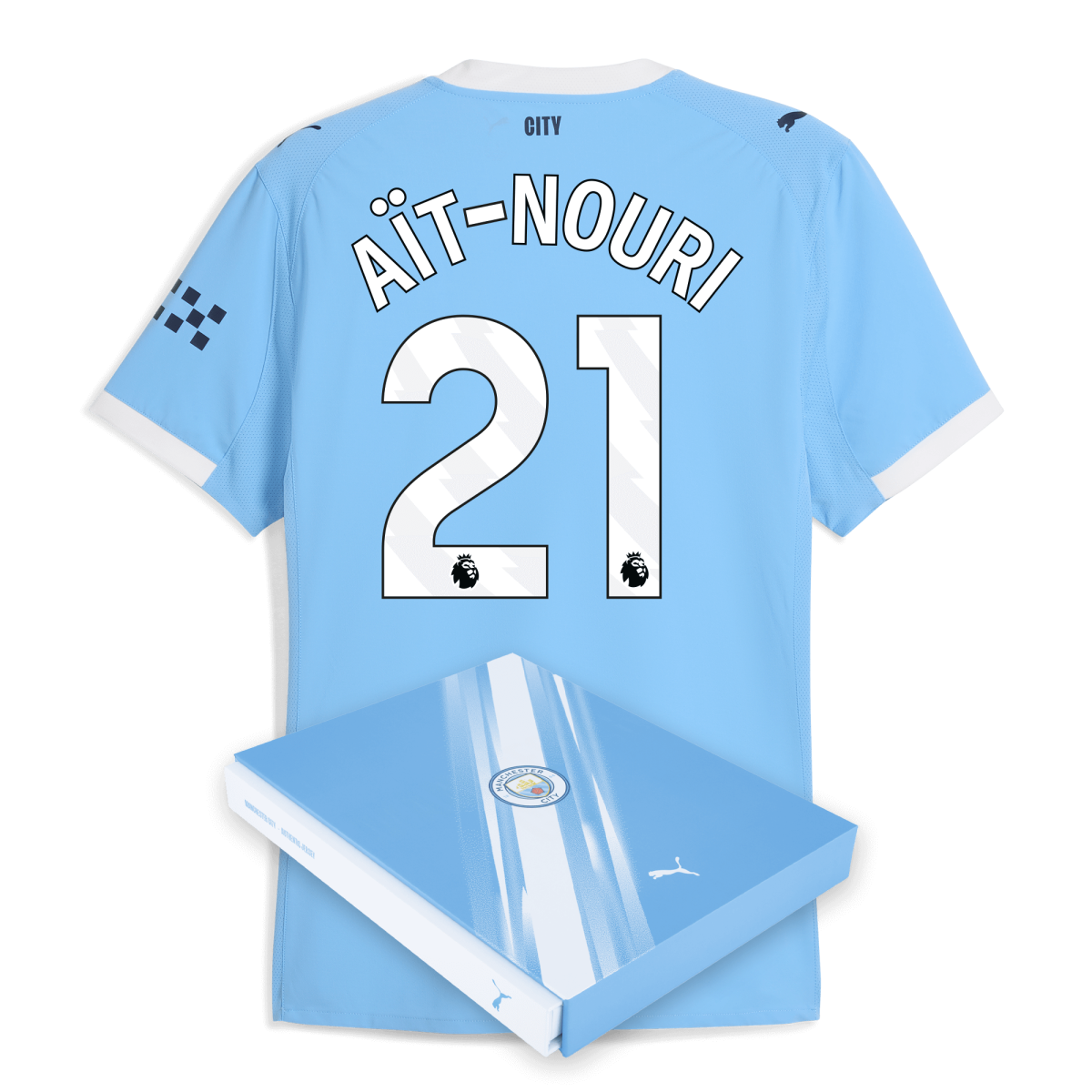 Manchester City manchester city home authentic jersey 202526 with ait-nouri 21 printing in gift box Collection - ManchesterCitystore.com