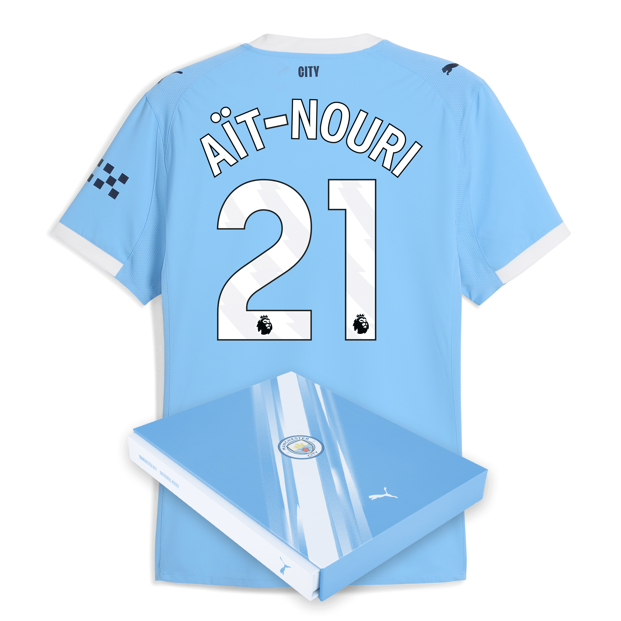 Manchester City manchester city home authentic jersey 202526 with ait-nouri 21 printing in gift box Collection - ManchesterCitystore.com