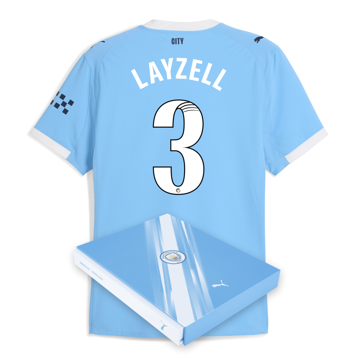 Manchester City manchester city home authentic jersey 202526 with layzell 3 printing in gift box Collection - ManchesterCitystore.com