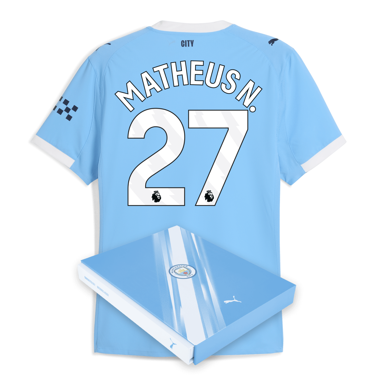 Manchester City manchester city home authentic jersey 202526 with matheus n. 27 printing in gift box Collection - ManchesterCitystore.com
