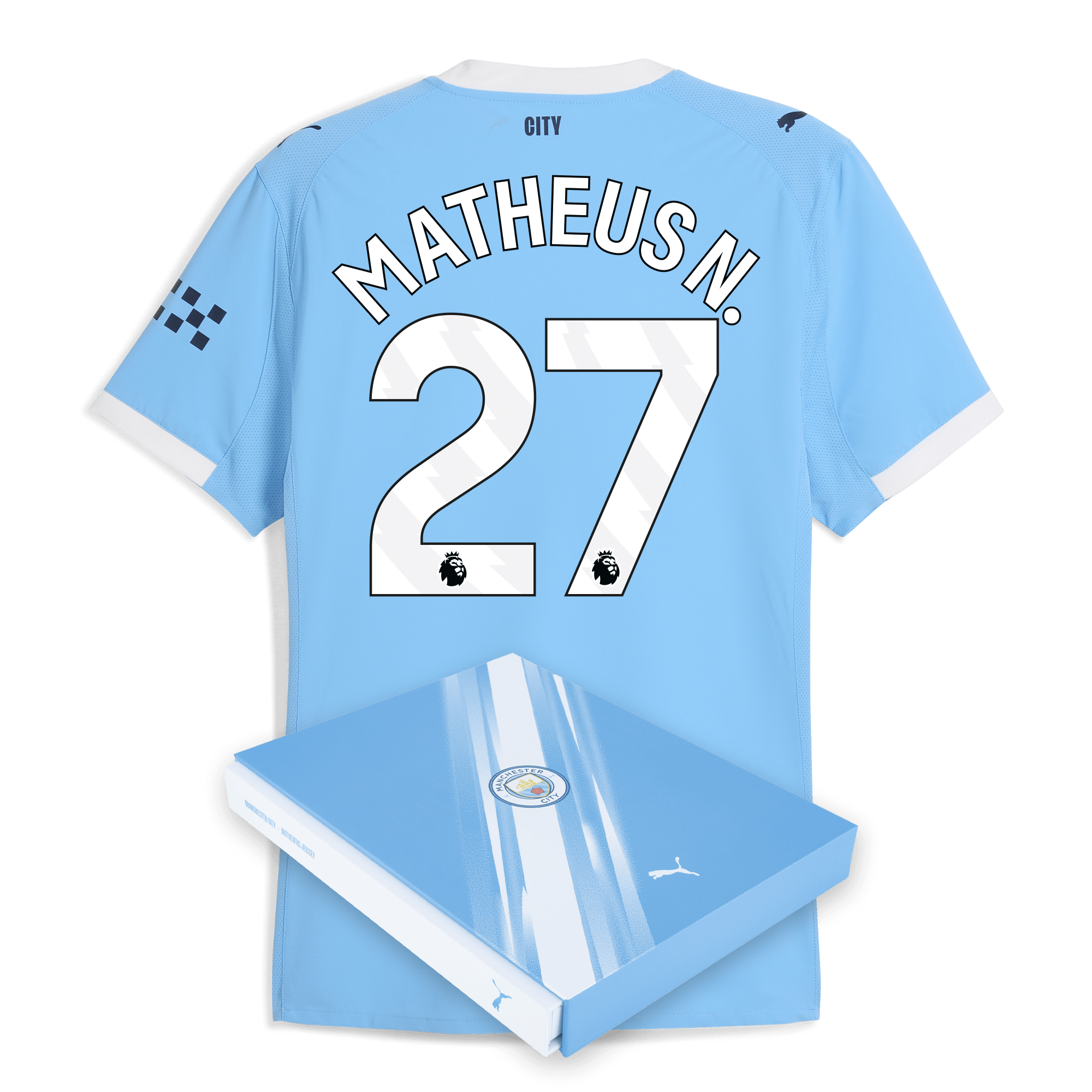 Manchester City manchester city home authentic jersey 202526 with matheus n. 27 printing in gift box Collection - ManchesterCitystore.com