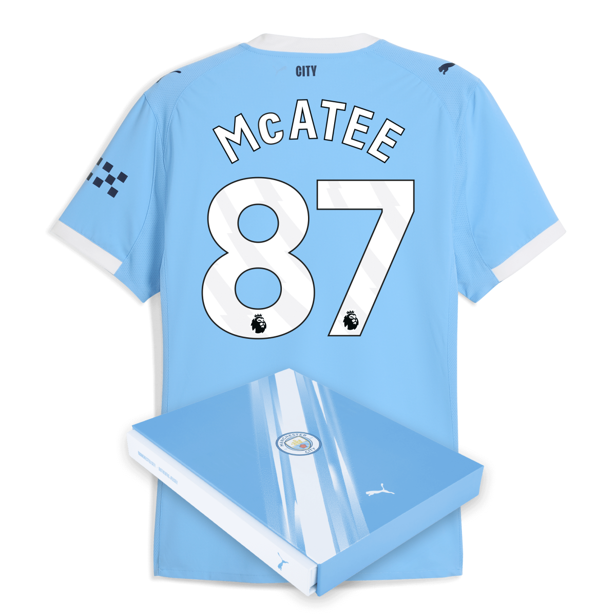 Manchester City manchester city home authentic jersey 202526 with mcatee 87 printing in gift box Collection - ManchesterCitystore.com
