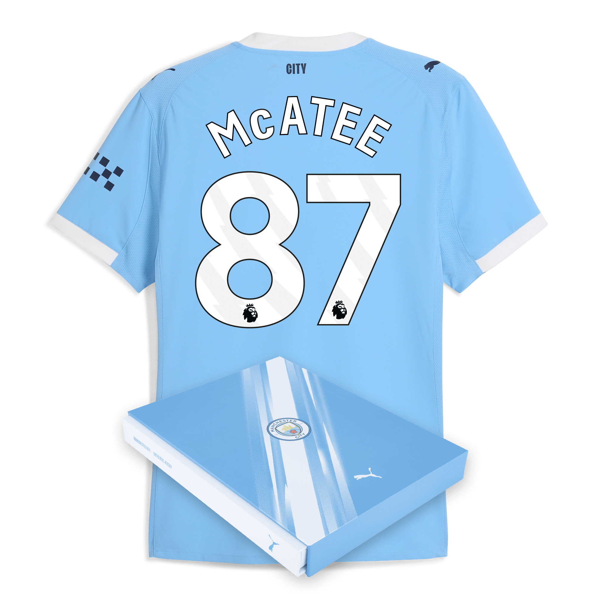 Manchester City manchester city home authentic jersey 202526 with mcatee 87 printing in gift box Collection - ManchesterCitystore.com