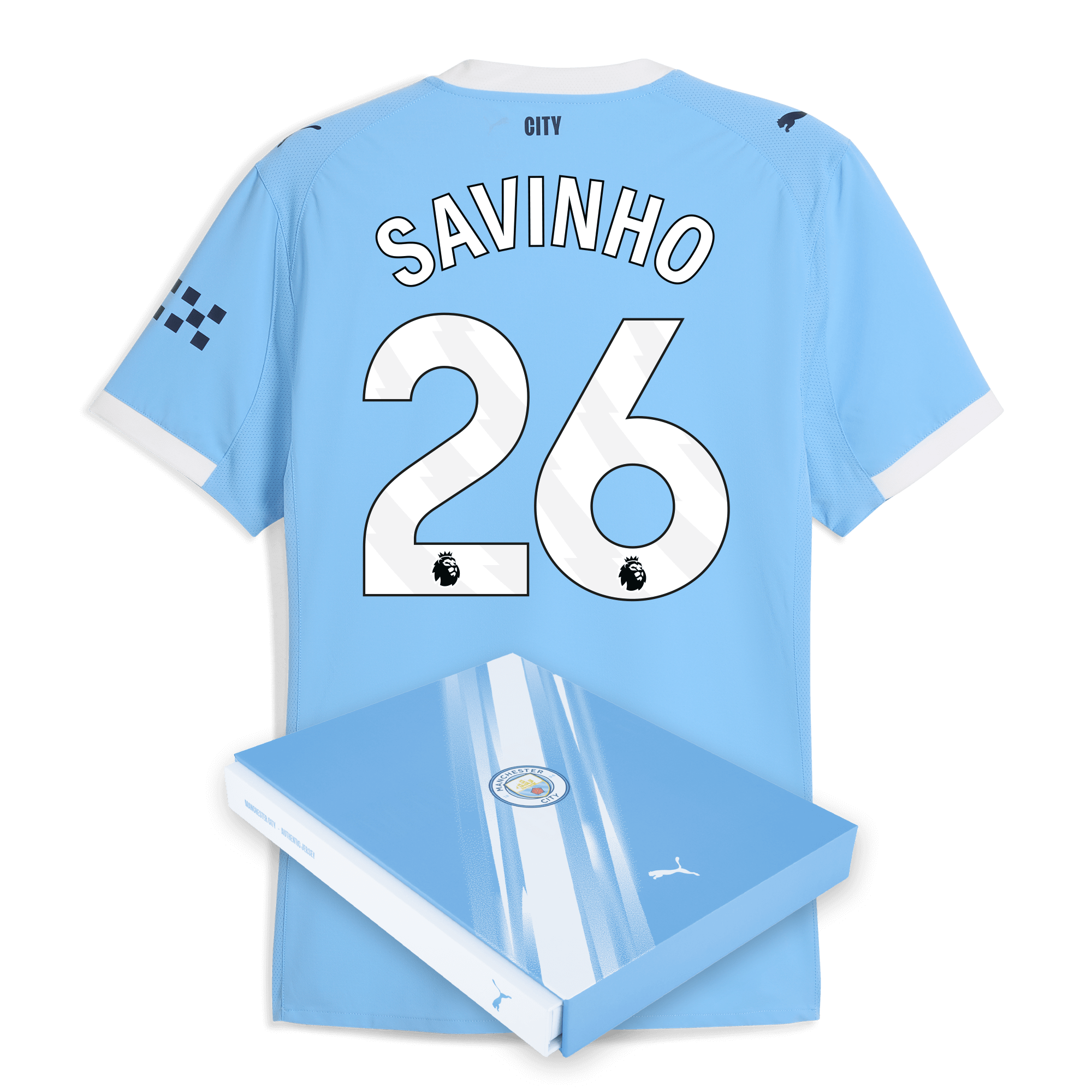Manchester City manchester city home authentic jersey 202526 with savinho 26 printing in gift box Collection - ManchesterCitystore.com