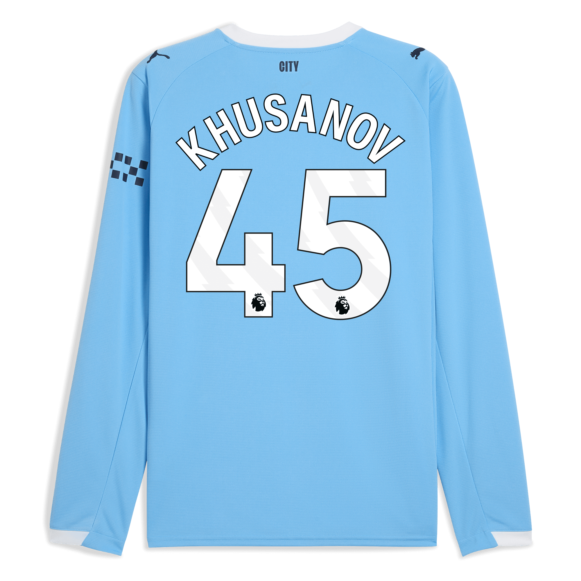 Manchester City manchester city home jersey 202526 long sleeve with khusanov 45 printing Collection - ManchesterCitystore.com