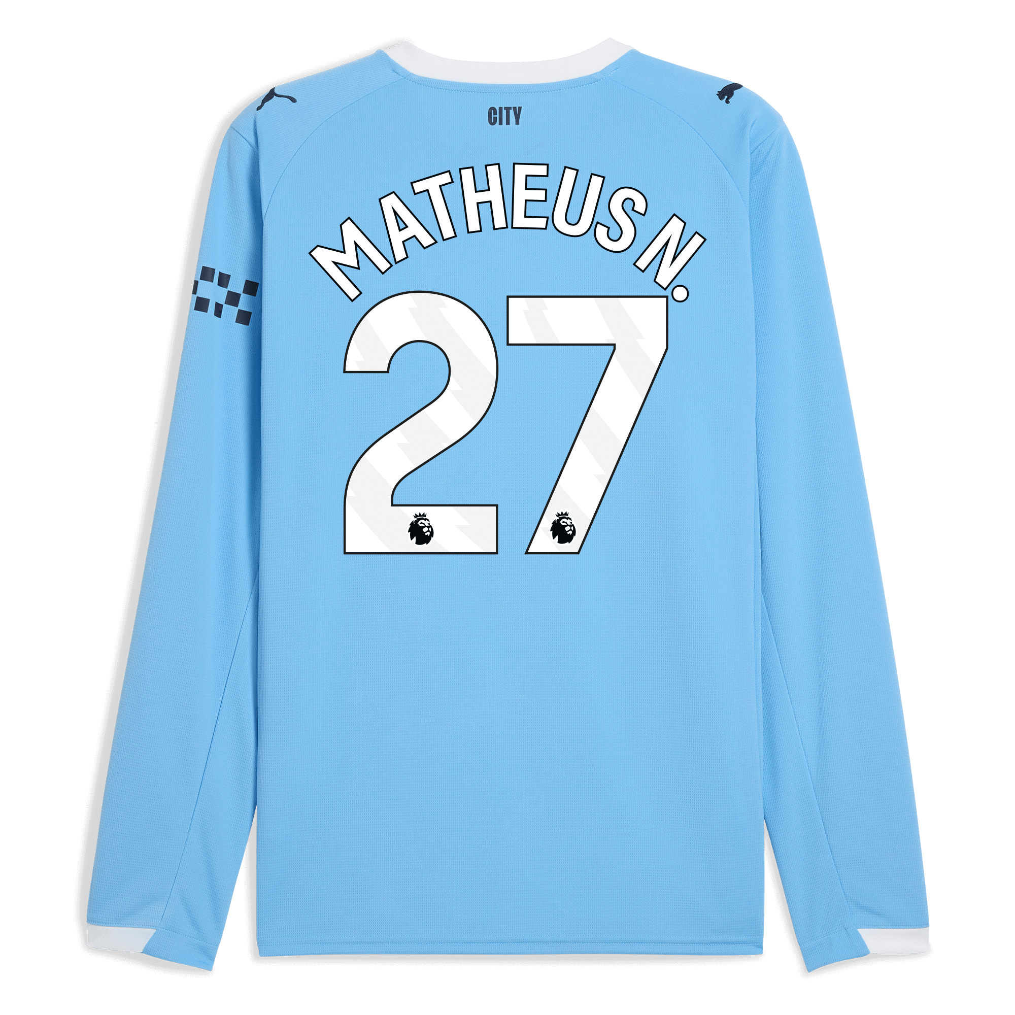 Manchester City manchester city home jersey 202526 long sleeve with matheus n. 27 printing Collection - ManchesterCitystore.com