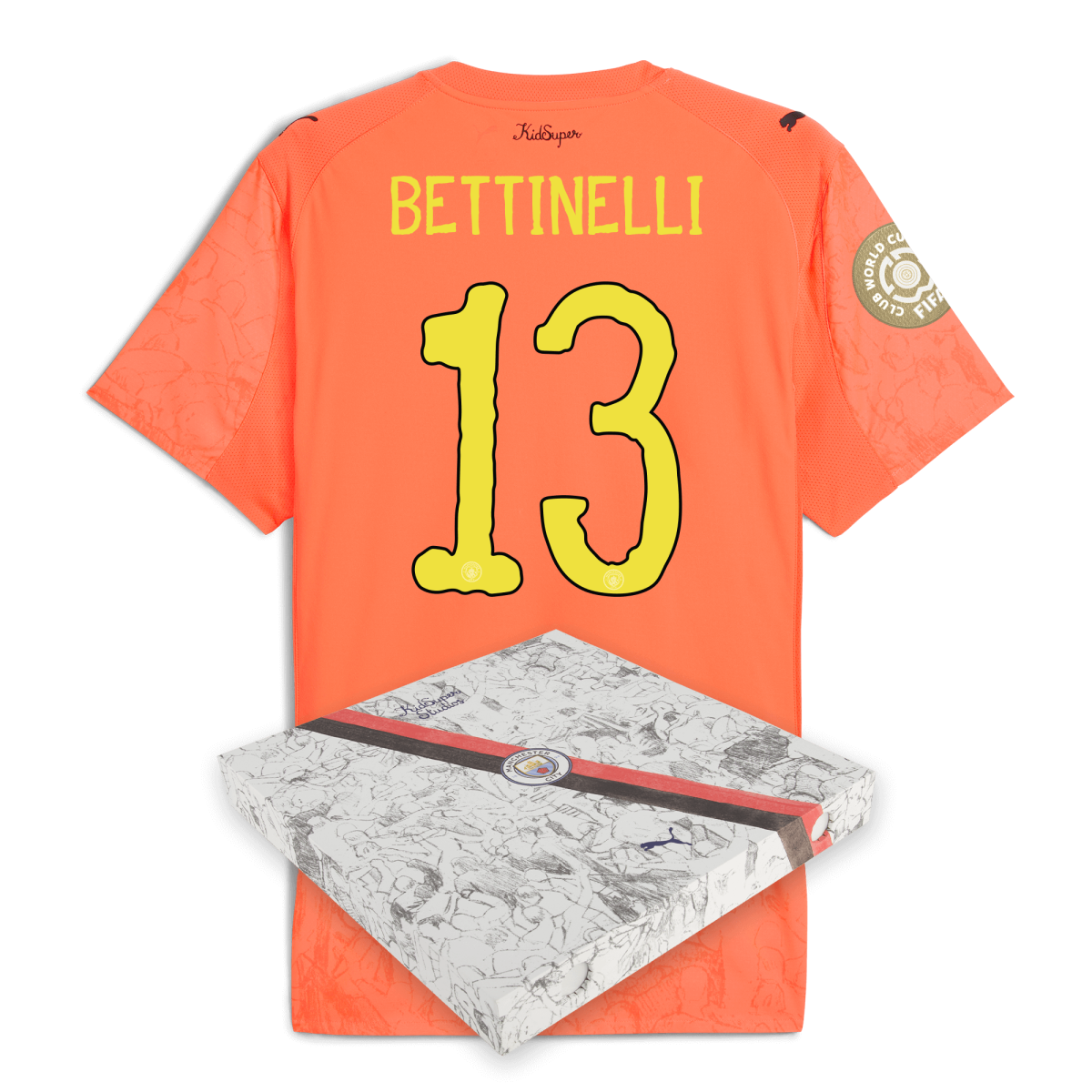 Manchester City manchester city kidsuper club world cup authentic jersey orange 202526 with bettinelli 13 printing in gift box Collection - ManchesterCitystore.com