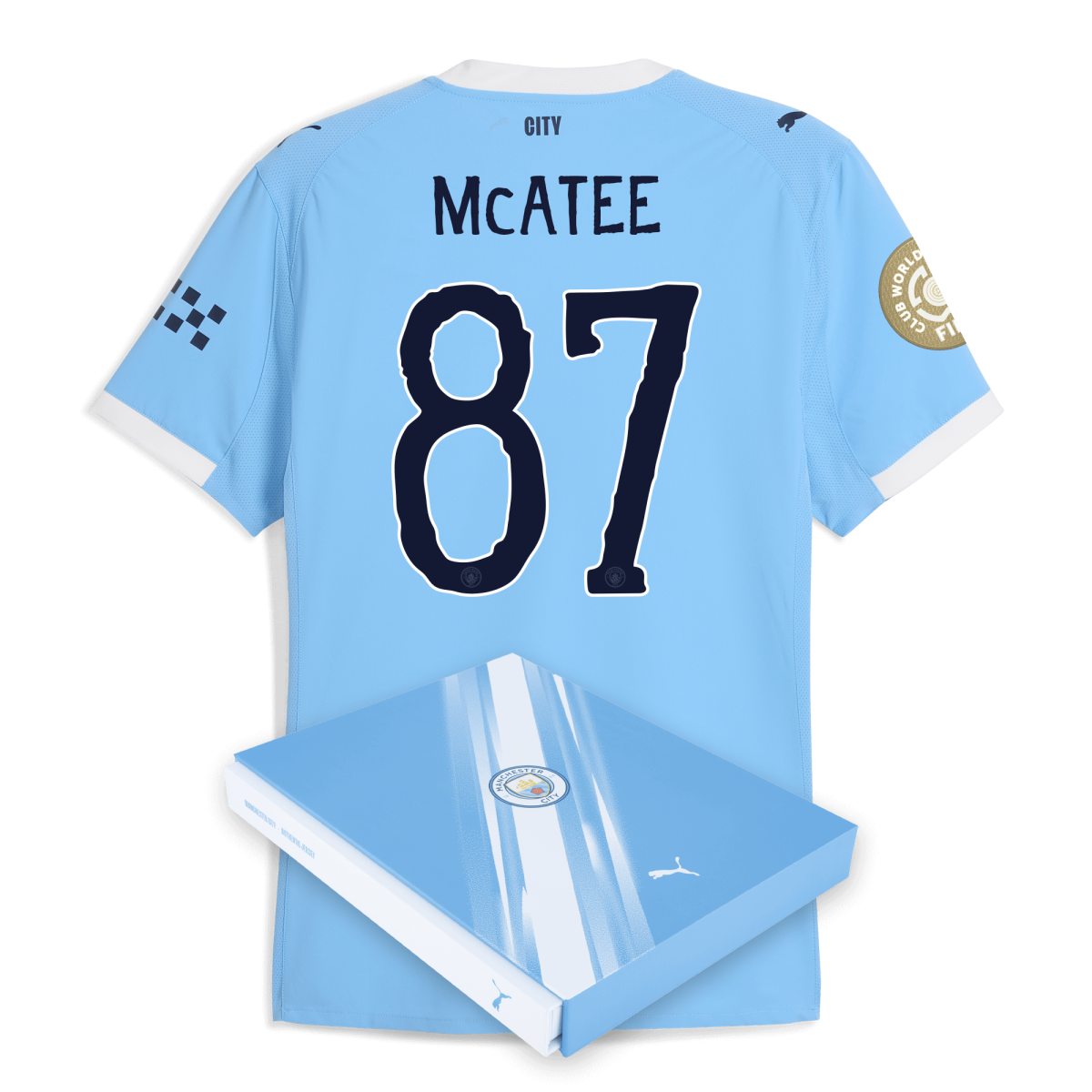 Manchester City manchester city kidsuper club world cup home authentic jersey 202526 with mcatee 87 printing in gift box Collection - ManchesterCitystore.com