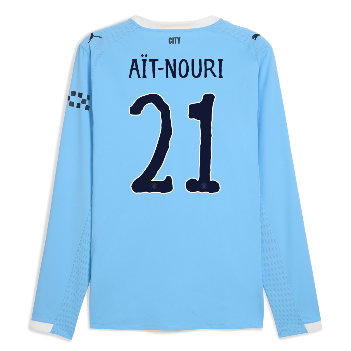 Manchester City manchester city kidsuper home authentic jersey 202526 long sleeve with ait-nouri 21 printing Collection - ManchesterCitystore.com