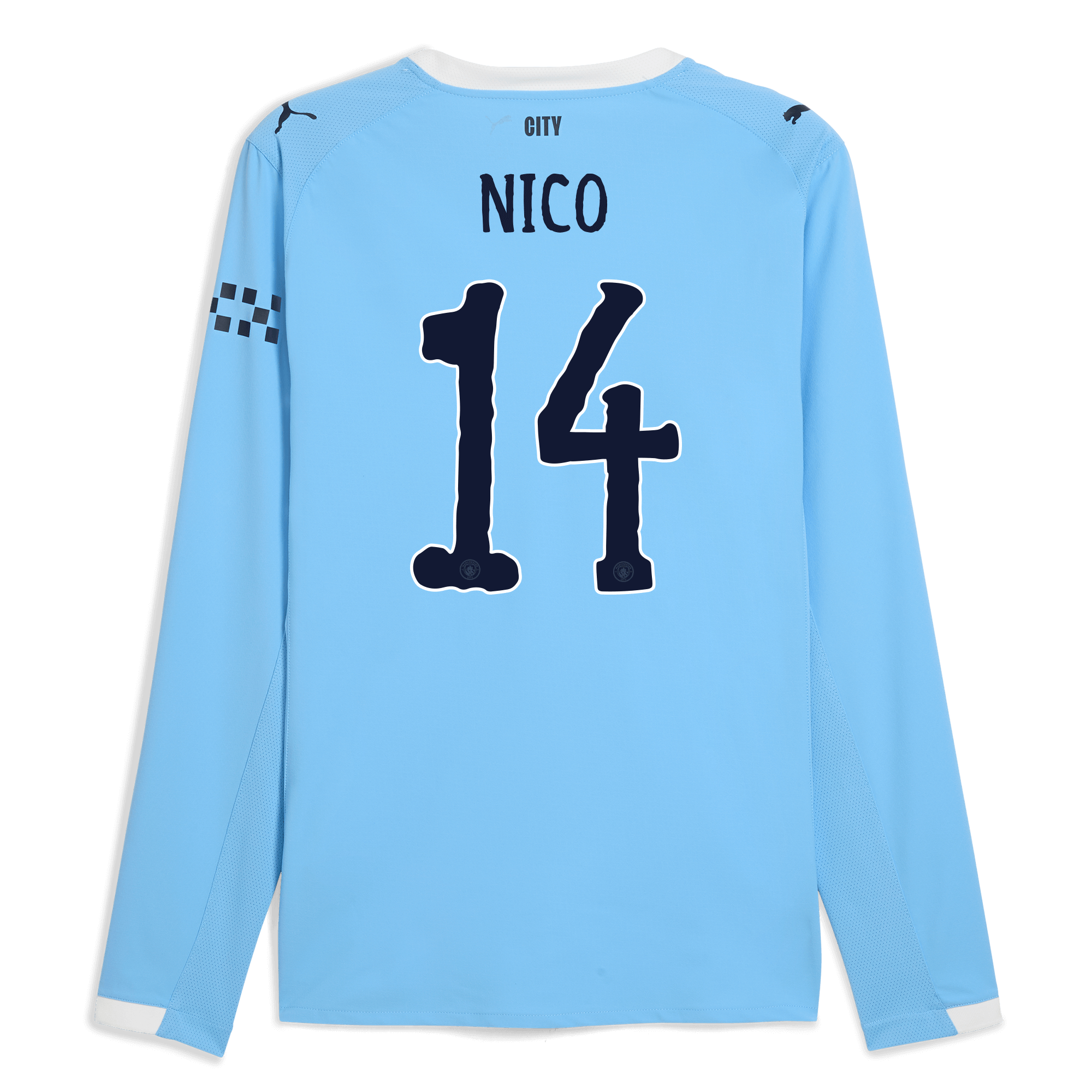 Manchester City manchester city kidsuper home authentic jersey 202526 long sleeve with nico 14 printing Collection - ManchesterCitystore.com