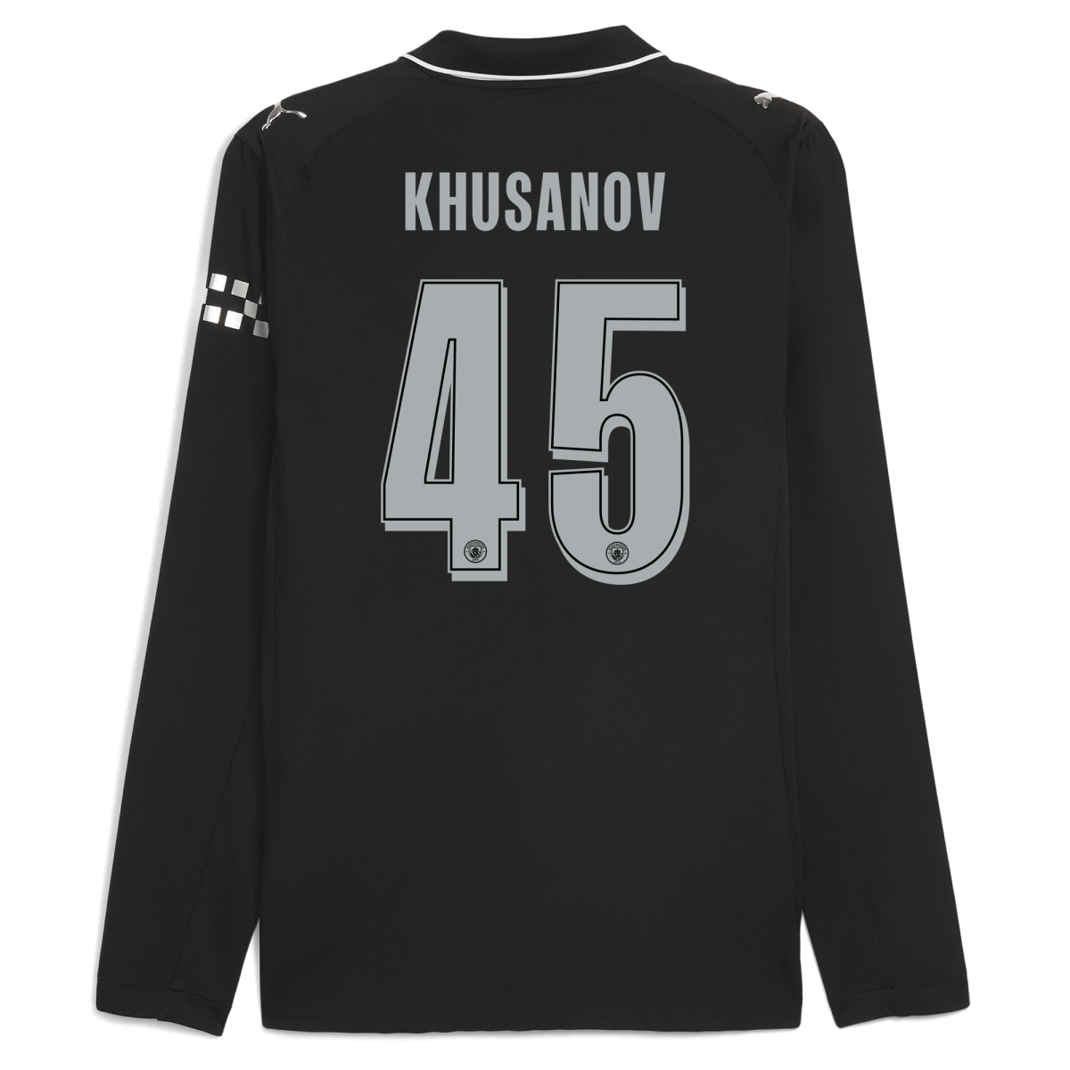 Manchester City manchester city man city away authentic jersey 202526 long sleeve with khusanov 45 printing Collection - ManchesterCitystore.com