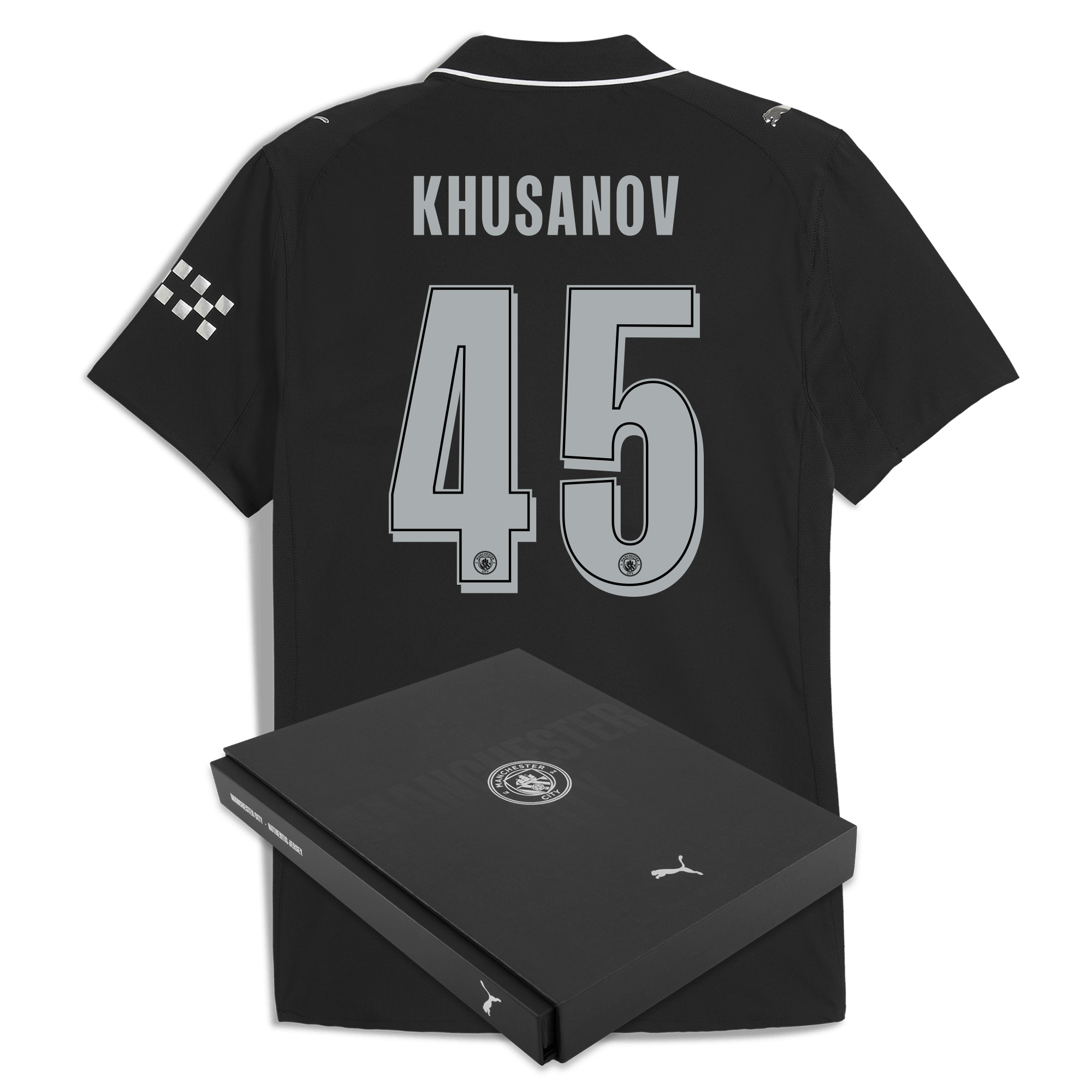 Manchester City manchester city man city away authentic jersey 202526 with khusanov 45 printing in gift box Collection - ManchesterCitystore.com