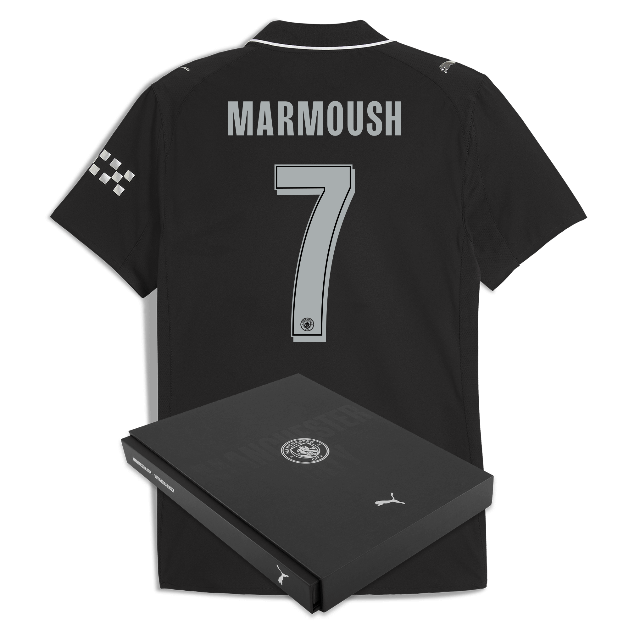 Manchester City manchester city man city away authentic jersey 202526 with marmoush 7 printing in gift box Collection - ManchesterCitystore.com