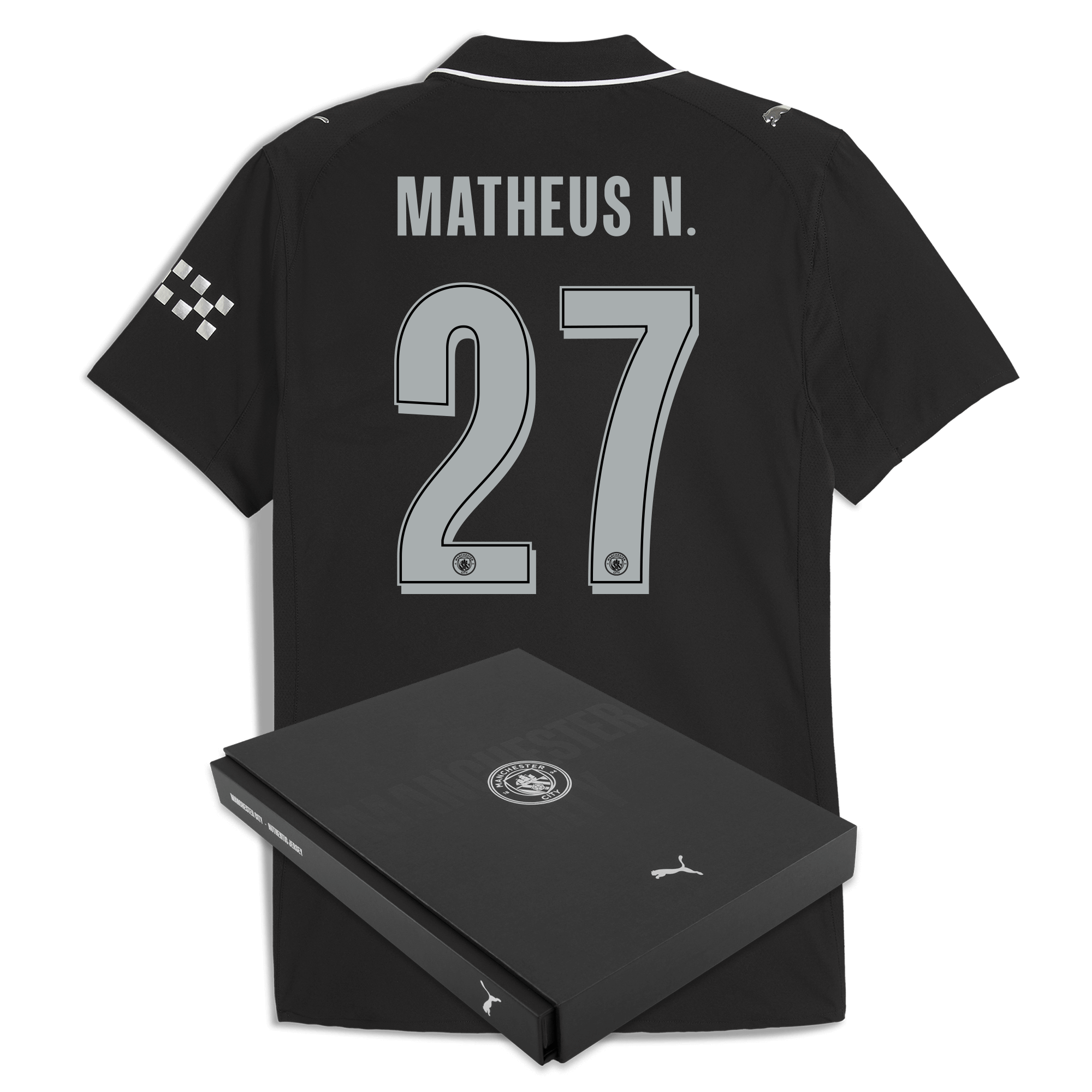 Manchester City manchester city man city away authentic jersey 202526 with matheus n. 27 printing in gift box Collection - ManchesterCitystore.com