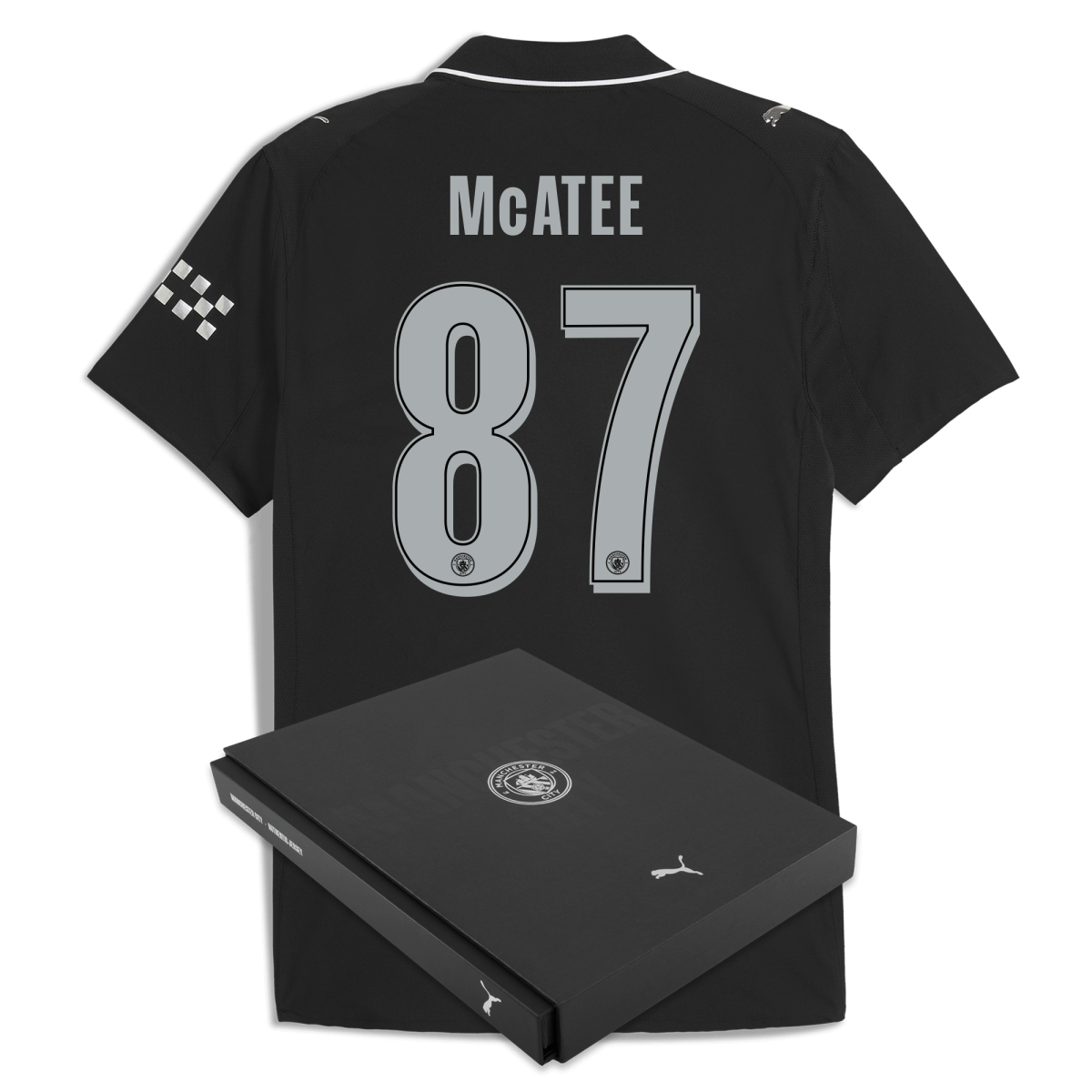 Manchester City manchester city man city away authentic jersey 202526 with mcatee 87 printing in gift box Collection - ManchesterCitystore.com