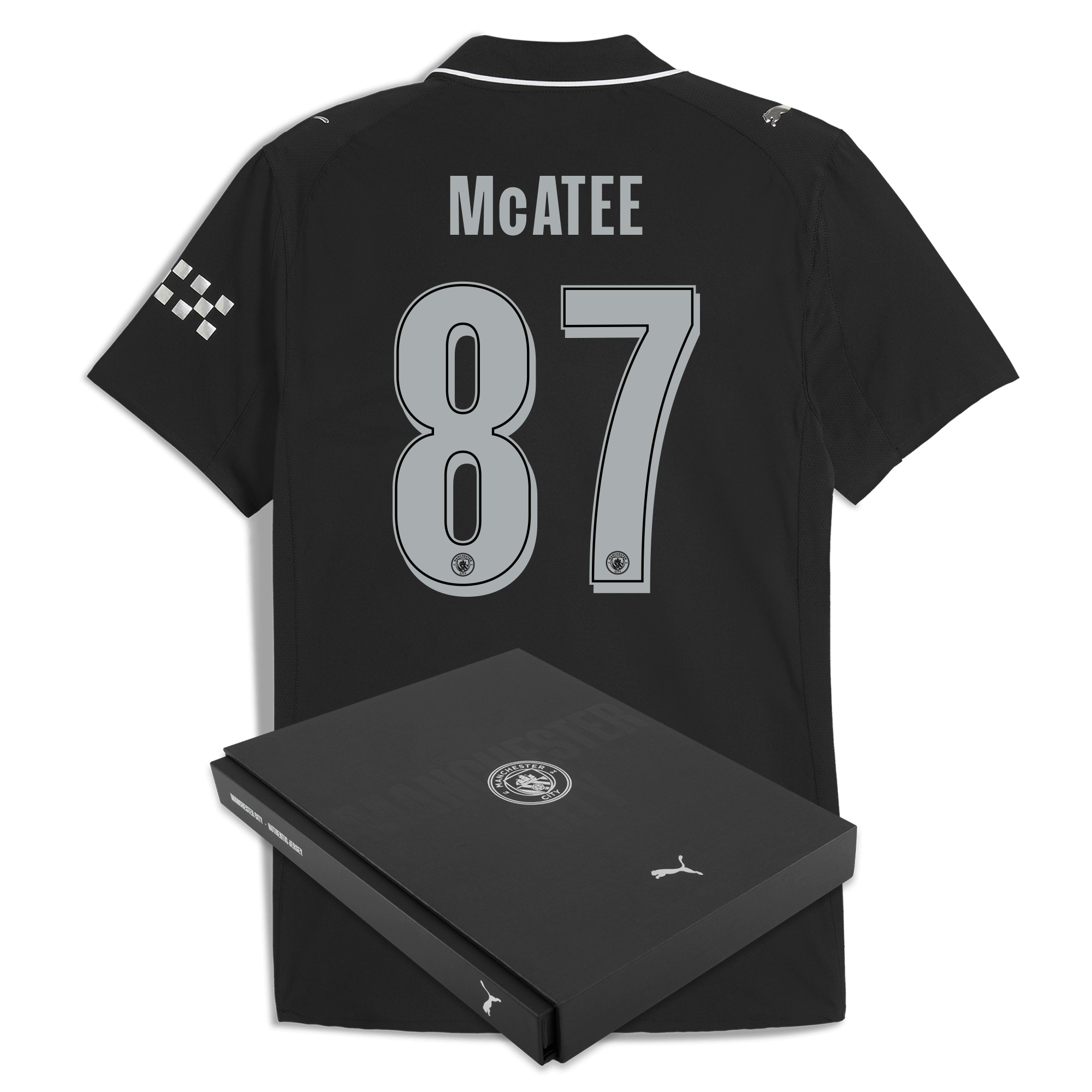 Manchester City manchester city man city away authentic jersey 202526 with mcatee 87 printing in gift box Collection - ManchesterCitystore.com