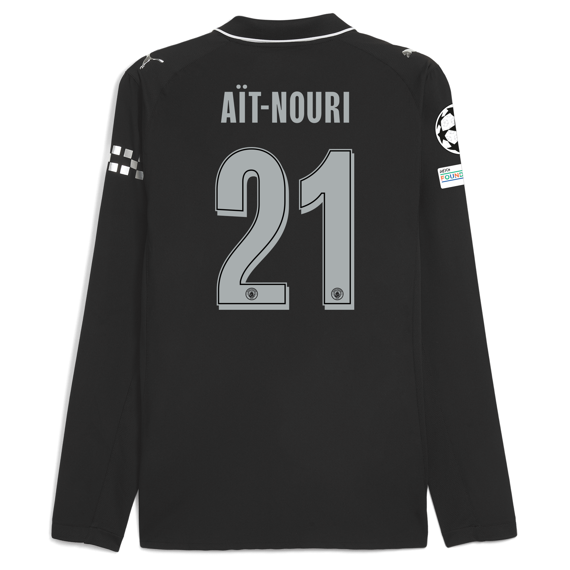 Manchester City manchester city man city champions league away authentic jersey 202526 long sleeve with ait-nouri 21 printing Collection - ManchesterCitystore.com
