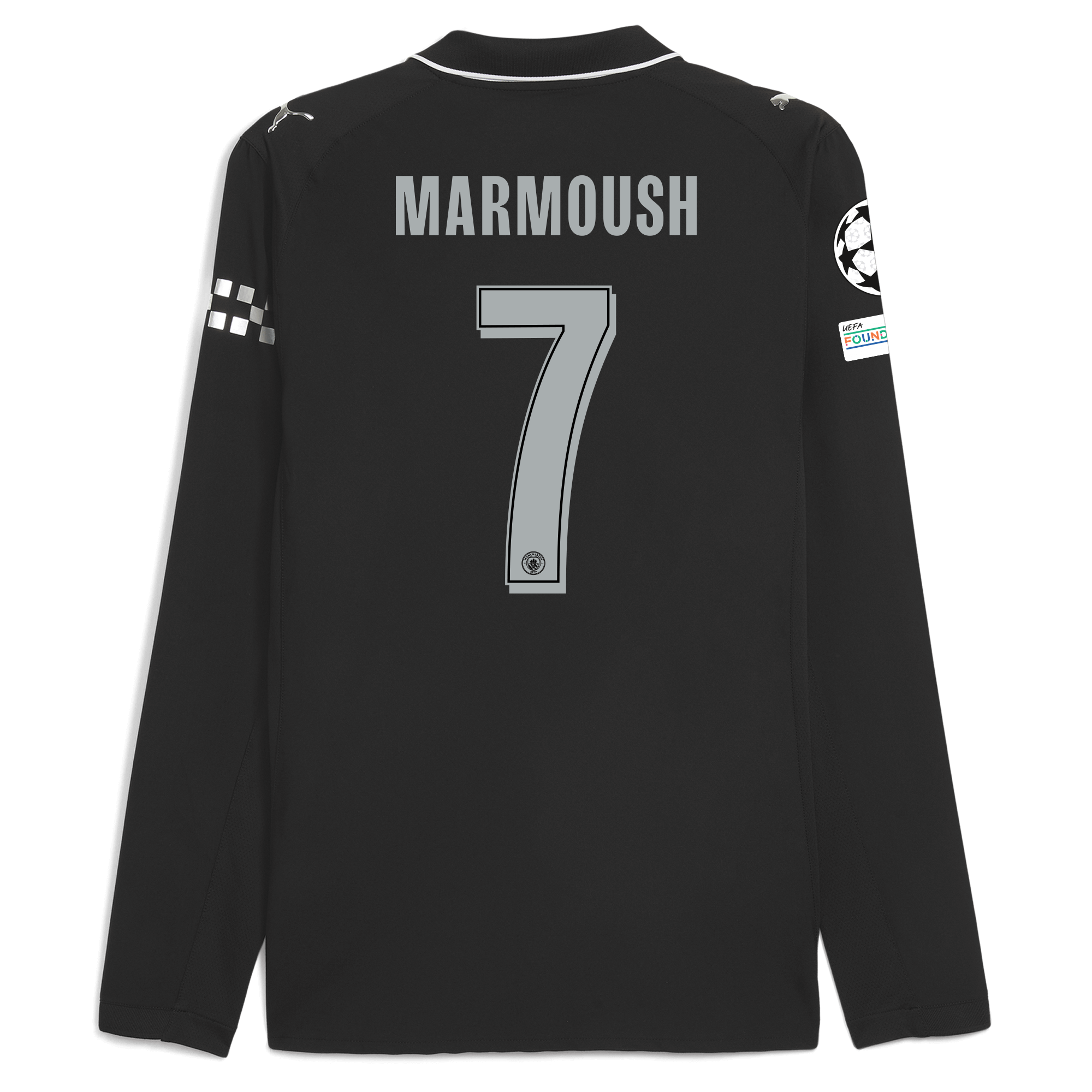 Manchester City manchester city man city champions league away authentic jersey 202526 long sleeve with marmoush 7 printing Collection - ManchesterCitystore.com