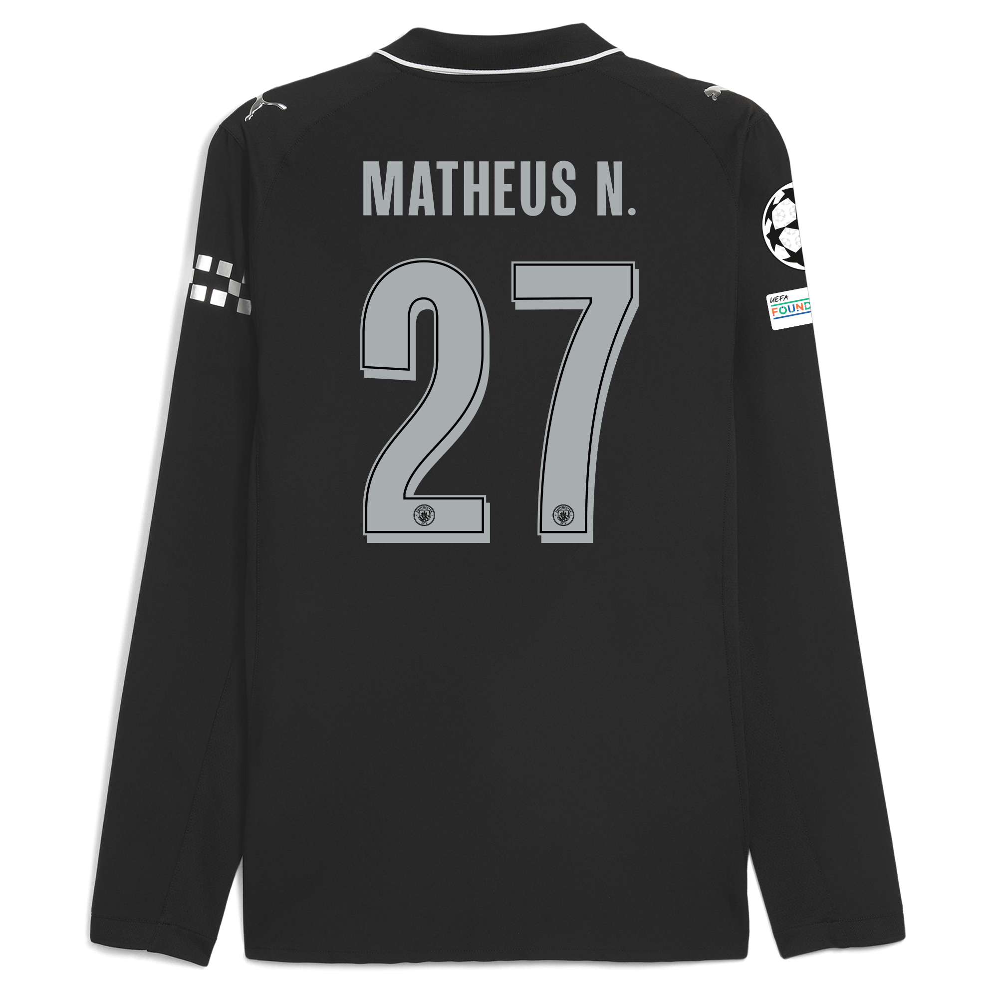 Manchester City manchester city man city champions league away authentic jersey 202526 long sleeve with matheus n. 27 printing Collection - ManchesterCitystore.com