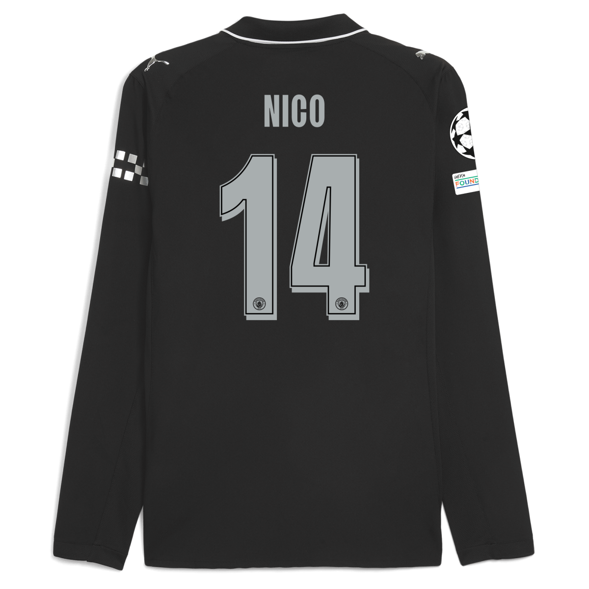 Manchester City manchester city man city champions league away authentic jersey 202526 long sleeve with nico 14 printing Collection - ManchesterCitystore.com
