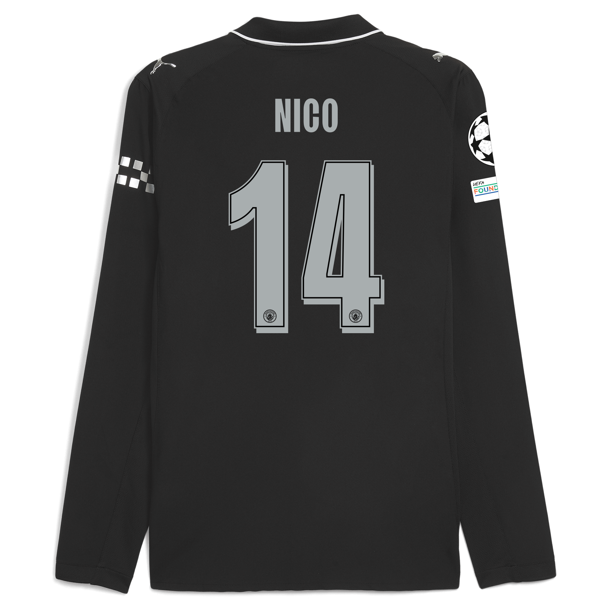 Manchester City manchester city man city champions league away authentic jersey 202526 long sleeve with nico 14 printing Collection - ManchesterCitystore.com