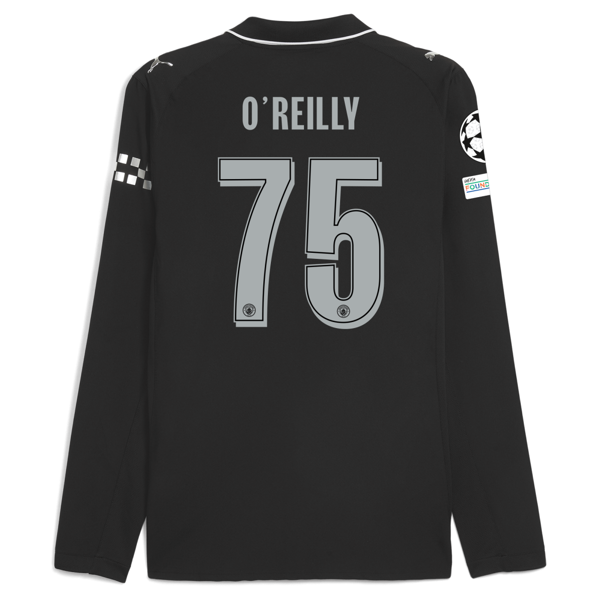Manchester City manchester city man city champions league away authentic jersey 202526 long sleeve with oreilly 75 printing Collection - ManchesterCitystore.com
