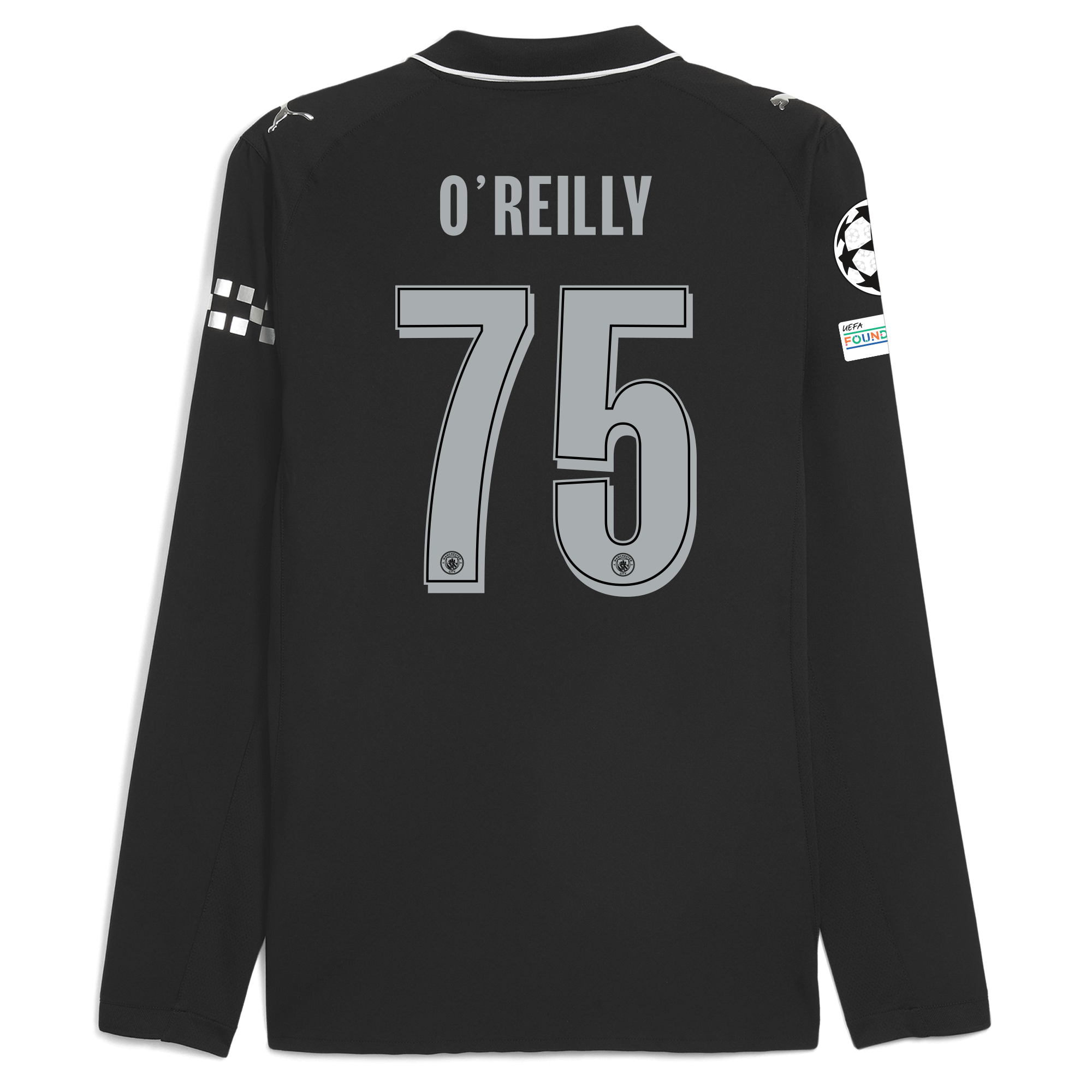 Manchester City manchester city man city champions league away authentic jersey 202526 long sleeve with oreilly 75 printing Collection - ManchesterCitystore.com