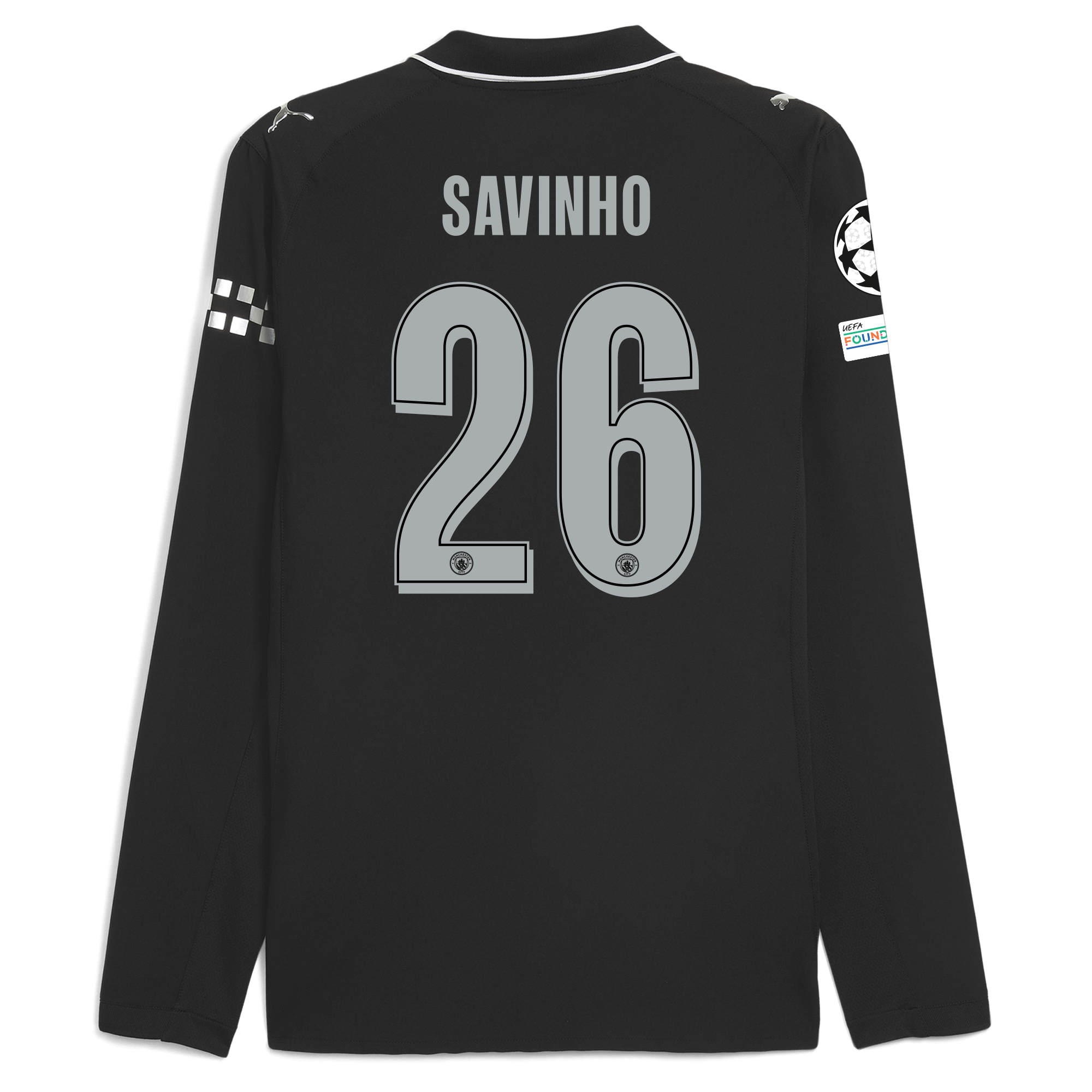 Manchester City manchester city man city champions league away authentic jersey 202526 long sleeve with savinho 26 printing Collection - ManchesterCitystore.com