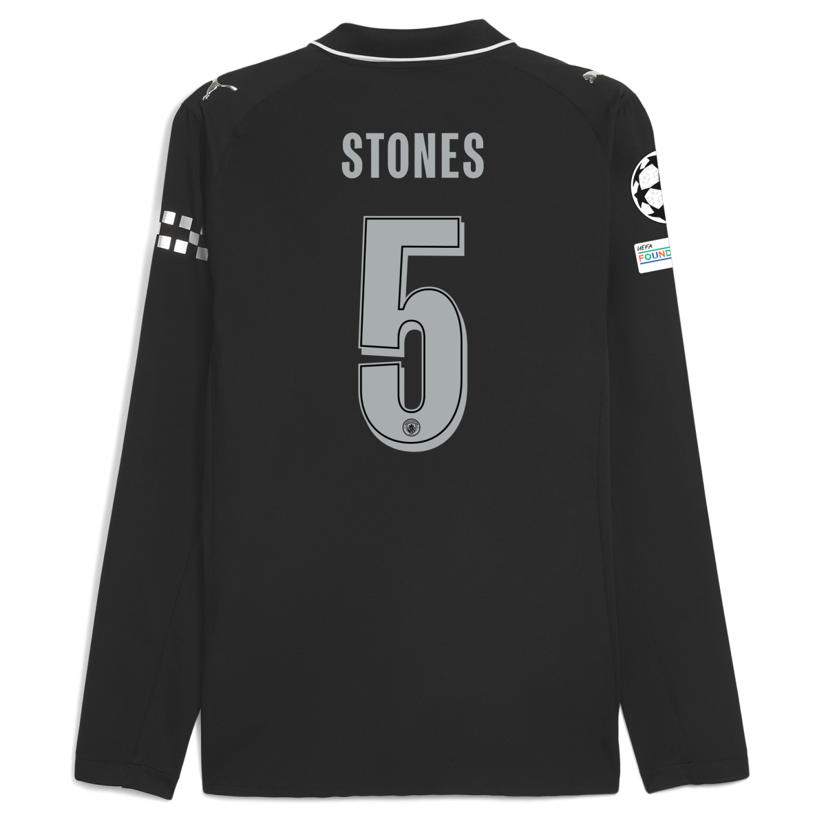 Manchester City manchester city man city champions league away authentic jersey 202526 long sleeve with stones 5 printing Collection - ManchesterCitystore.com