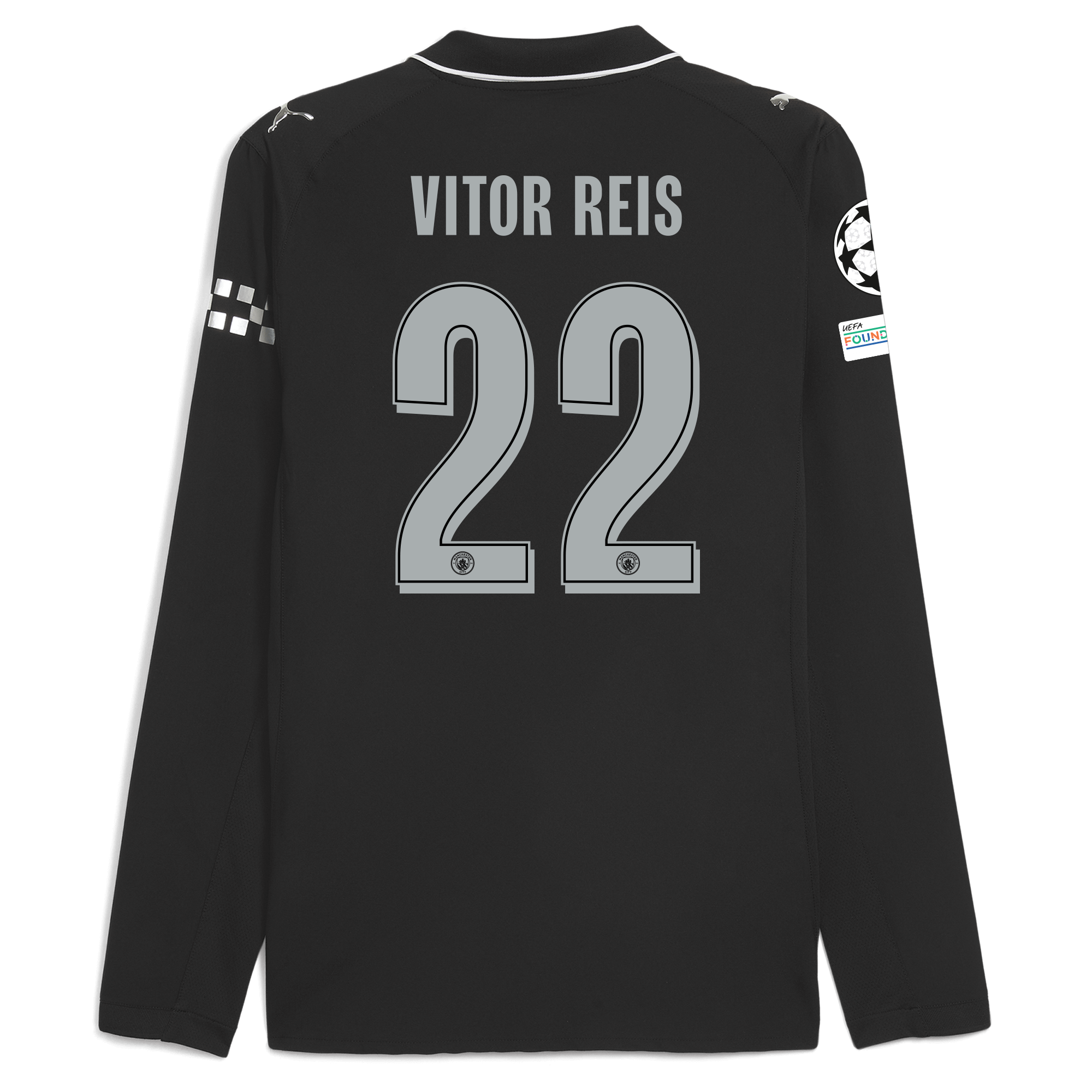 Manchester City manchester city man city champions league away authentic jersey 202526 long sleeve with vitor reis 22 printing Collection - ManchesterCitystore.com