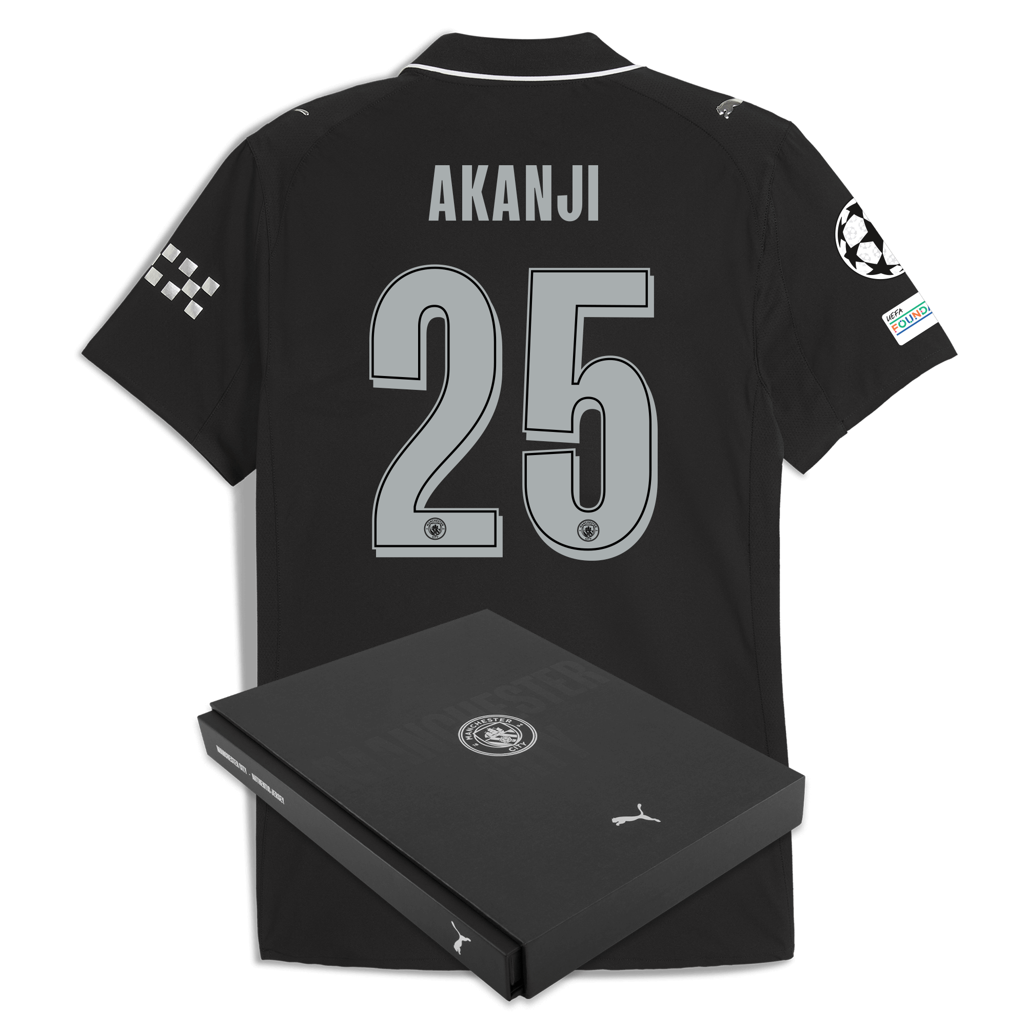 Manchester City manchester city man city champions league away authentic jersey 202526 with akanji 25 printing in gift box Collection - ManchesterCitystore.com