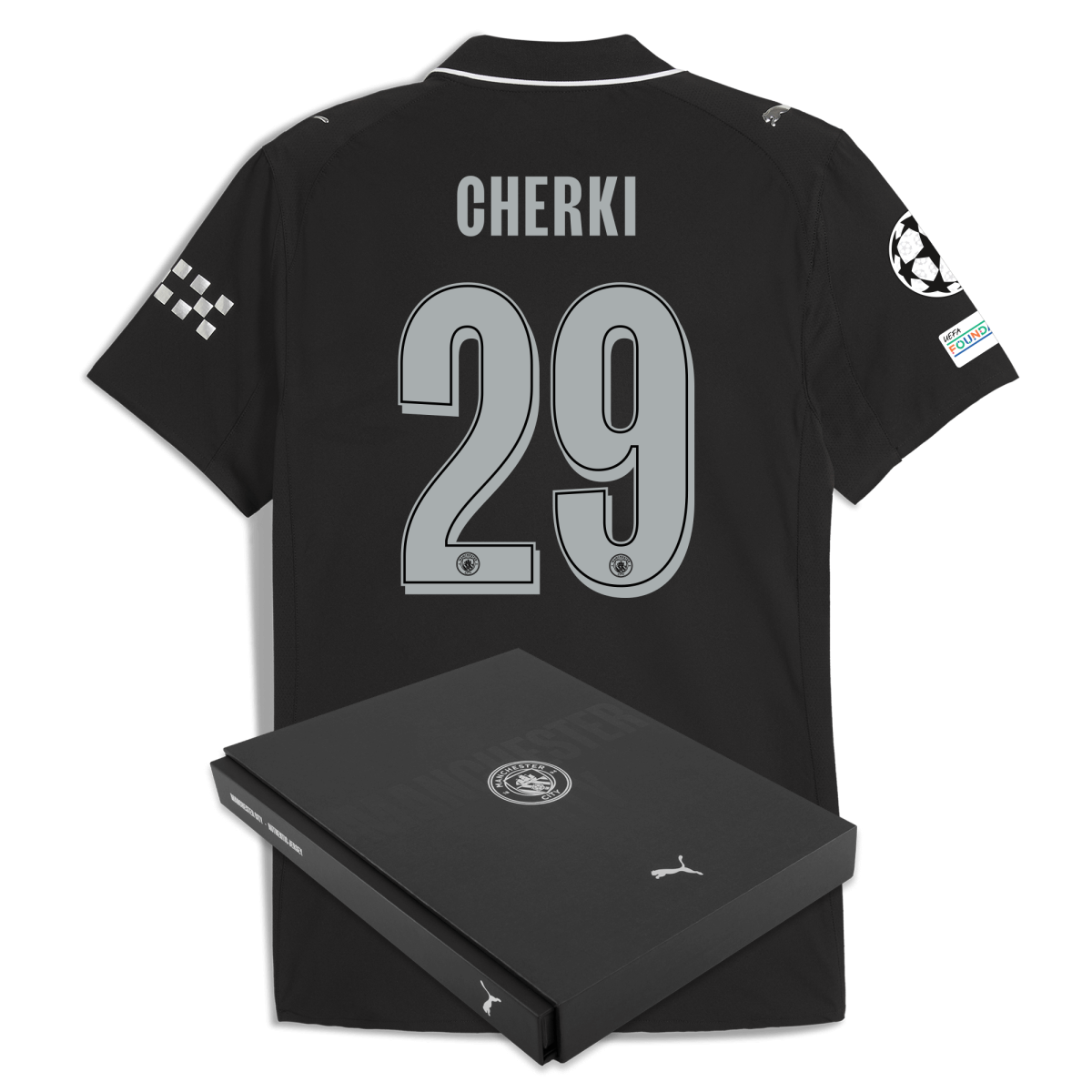 Manchester City manchester city man city champions league away authentic jersey 202526 with cherki 29 printing in gift box Collection - ManchesterCitystore.com