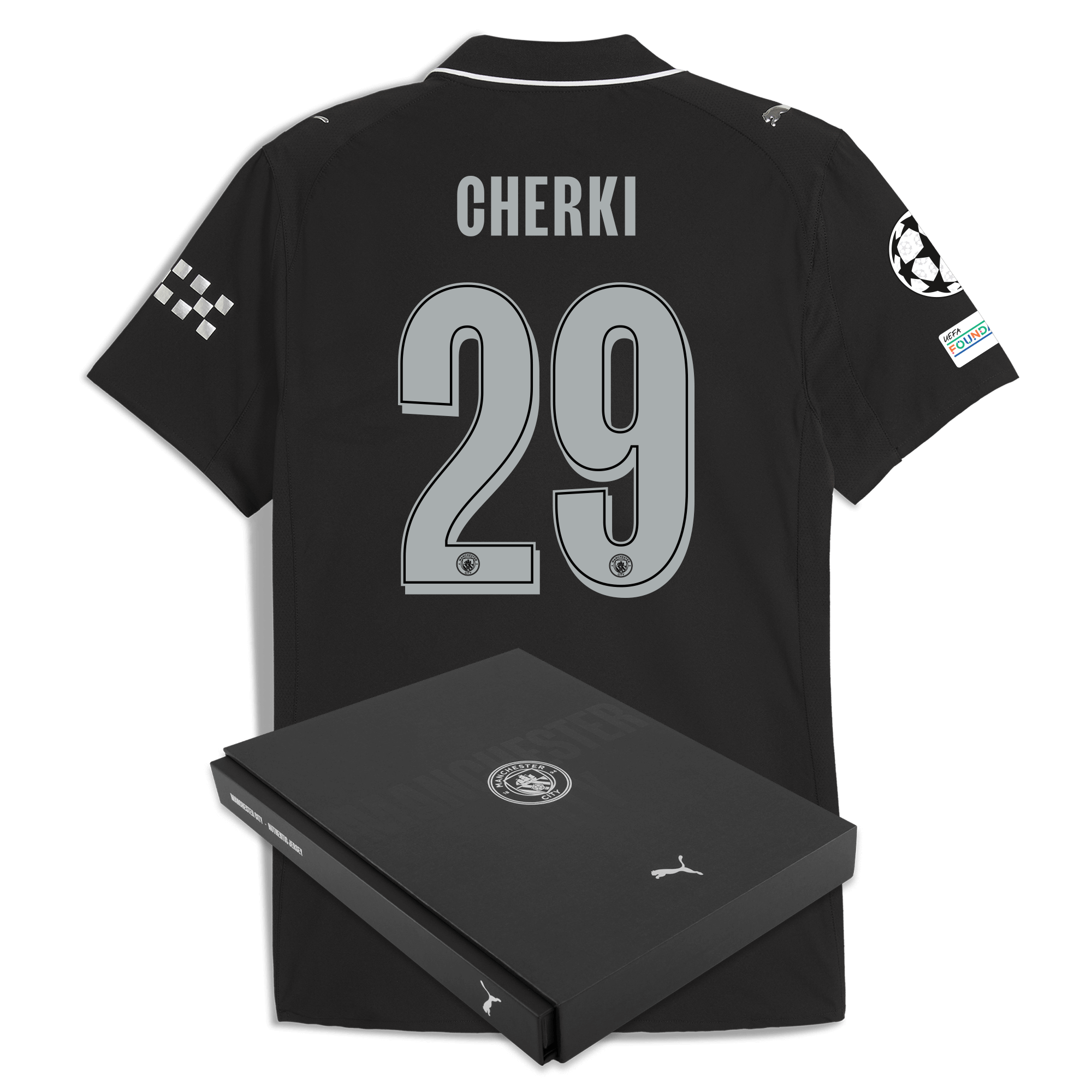 Manchester City manchester city man city champions league away authentic jersey 202526 with cherki 29 printing in gift box Collection - ManchesterCitystore.com
