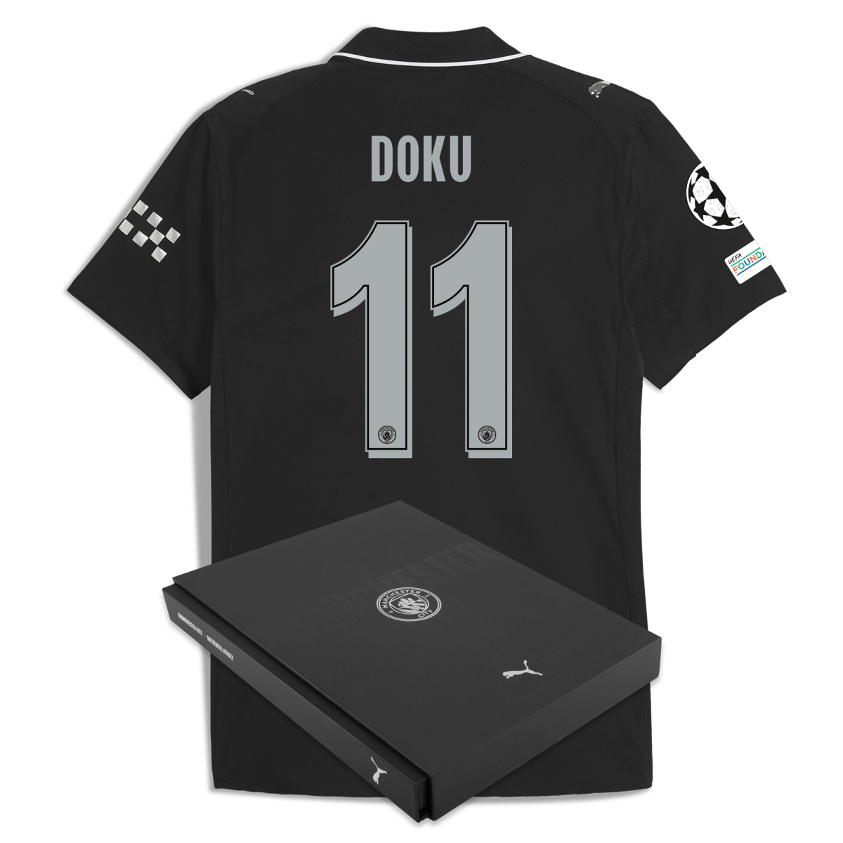 Manchester City manchester city man city champions league away authentic jersey 202526 with doku 11 printing in gift box Collection - ManchesterCitystore.com