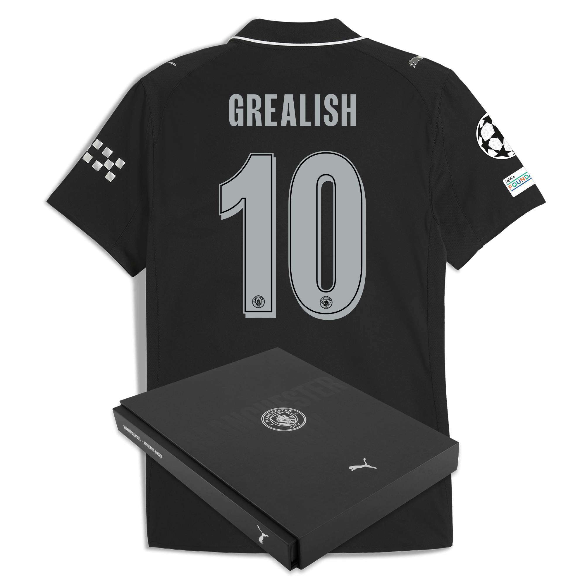 Manchester City manchester city man city champions league away authentic jersey 202526 with grealish 10 printing in gift box Collection - ManchesterCitystore.com