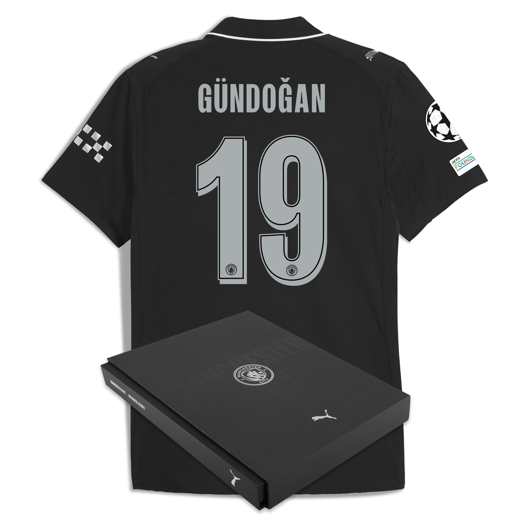 Manchester City manchester city man city champions league away authentic jersey 202526 with gundogan 19 printing in gift box Collection - ManchesterCitystore.com