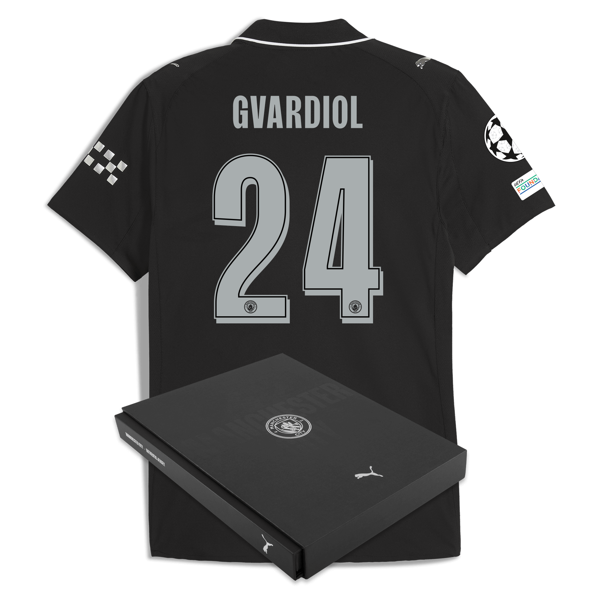 Manchester City manchester city man city champions league away authentic jersey 202526 with gvardiol 24 printing in gift box Collection - ManchesterCitystore.com