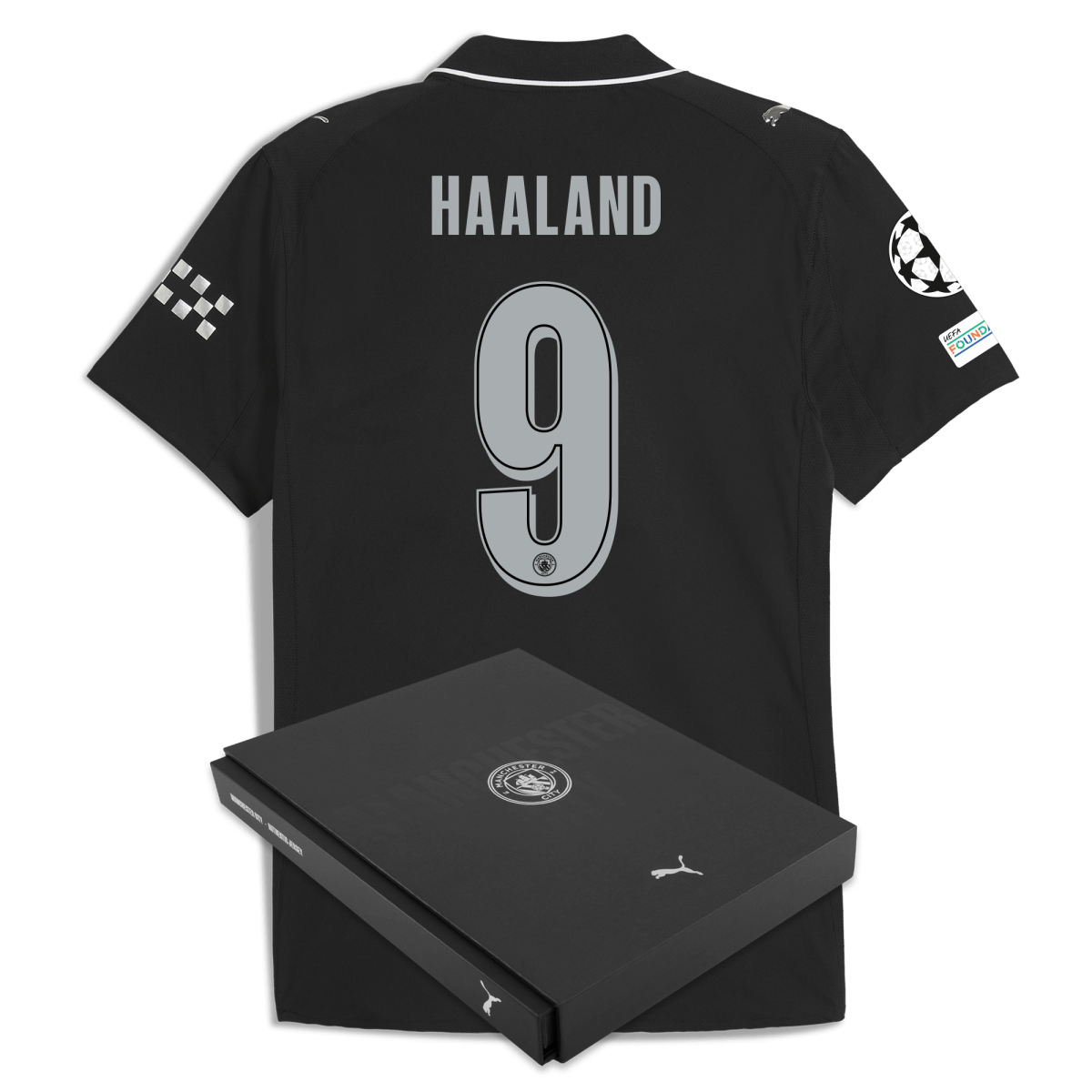Manchester City manchester city man city champions league away authentic jersey 202526 with haaland 9 printing in gift box Collection - ManchesterCitystore.com