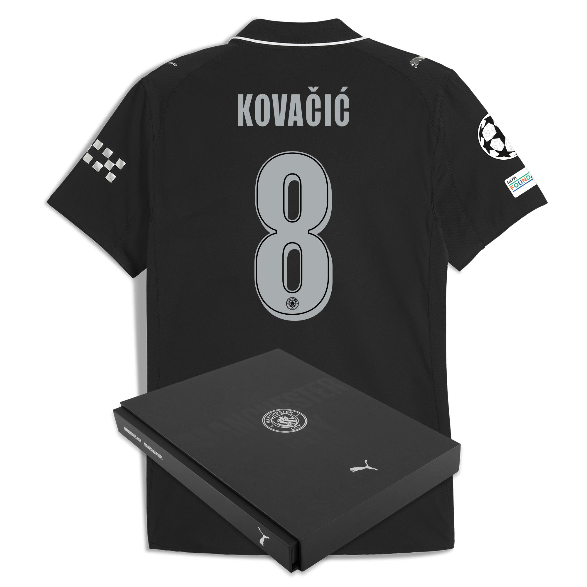 Manchester City manchester city man city champions league away authentic jersey 202526 with kovacic 8 printing in gift box Collection - ManchesterCitystore.com