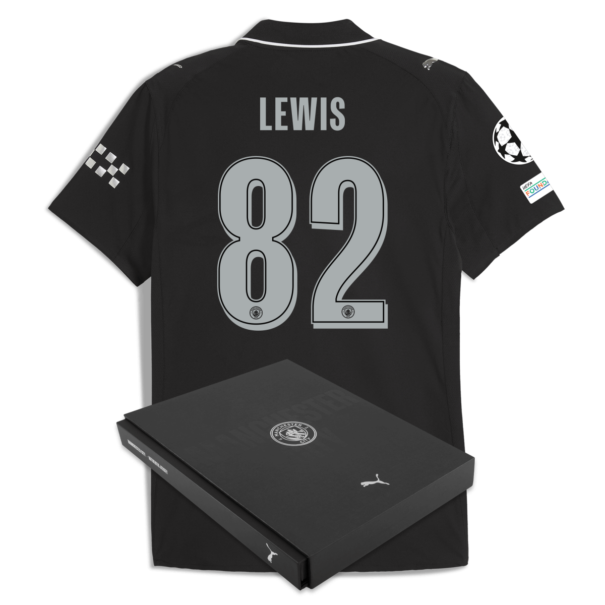 Manchester City manchester city man city champions league away authentic jersey 202526 with lewis 82 printing in gift box Collection - ManchesterCitystore.com