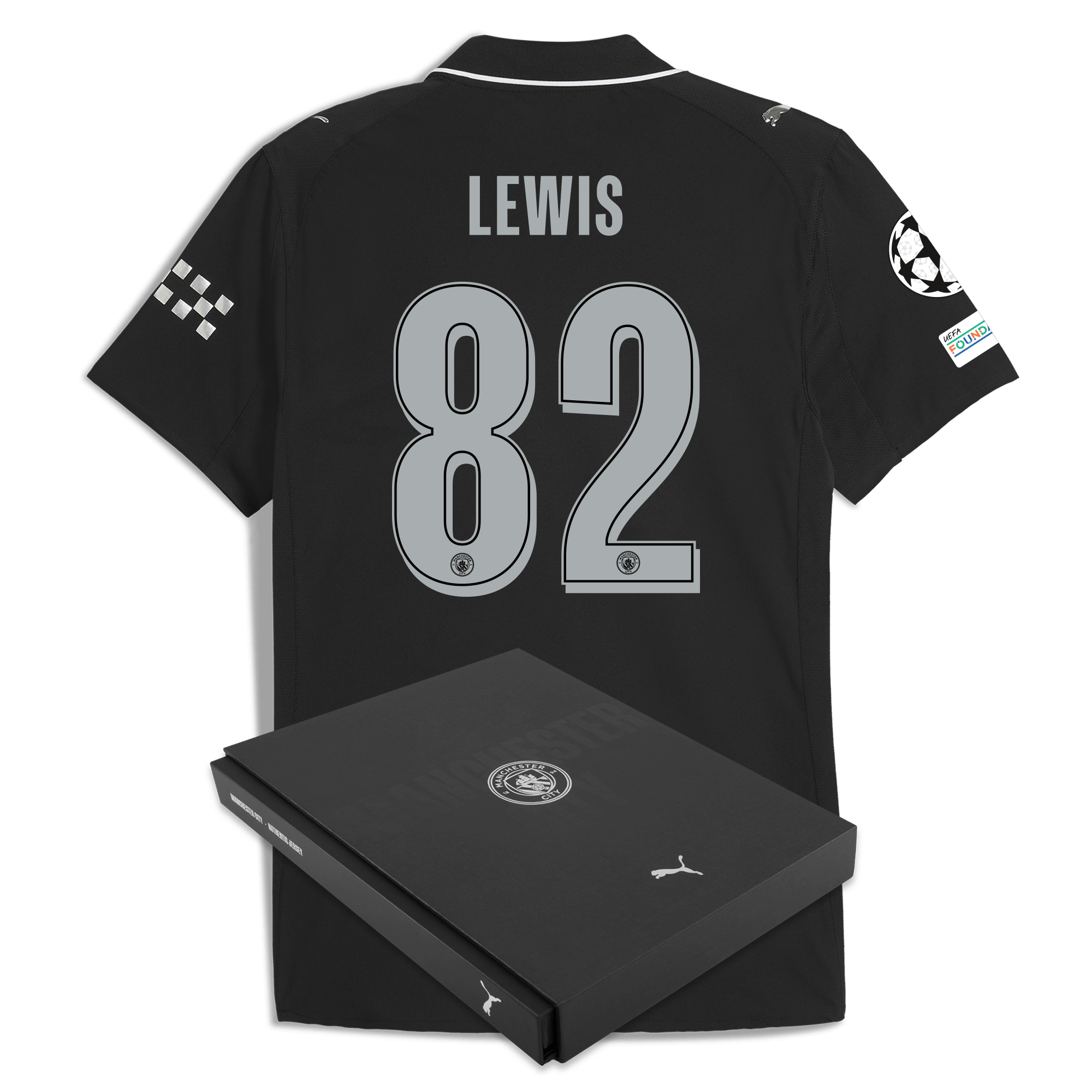Manchester City manchester city man city champions league away authentic jersey 202526 with lewis 82 printing in gift box Collection - ManchesterCitystore.com