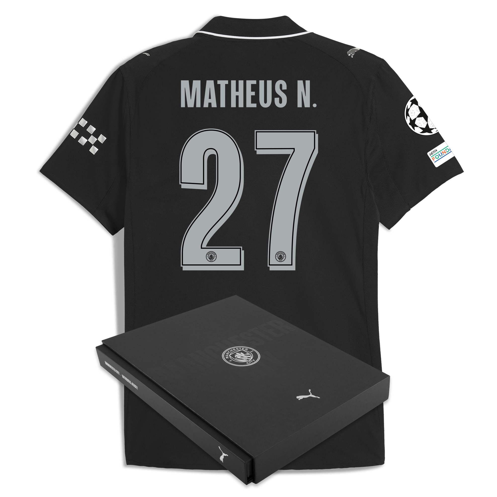 Manchester City manchester city man city champions league away authentic jersey 202526 with matheus n. 27 printing in gift box Collection - ManchesterCitystore.com