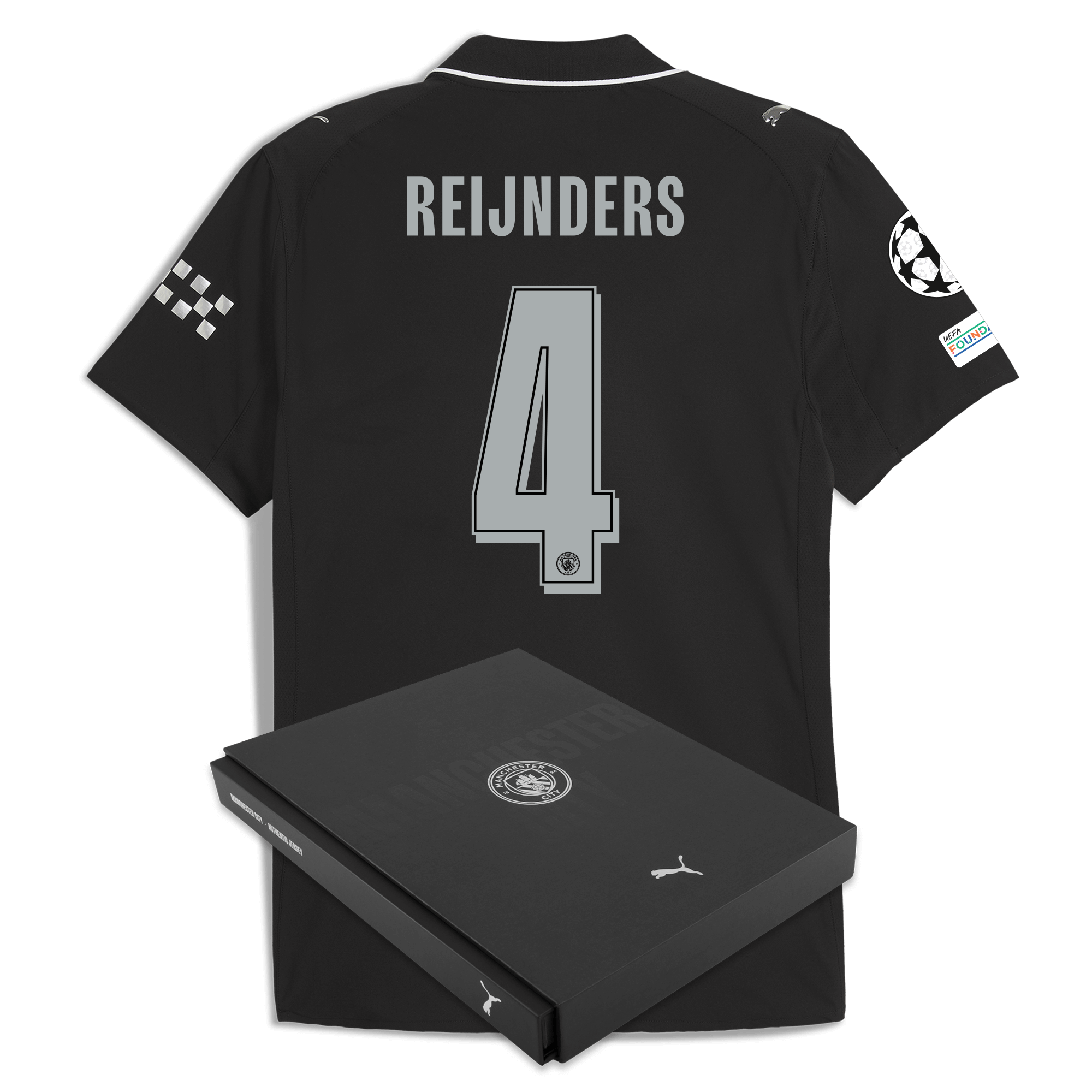 Manchester City manchester city man city champions league away authentic jersey 202526 with reijnders 4 printing in gift box Collection - ManchesterCitystore.com