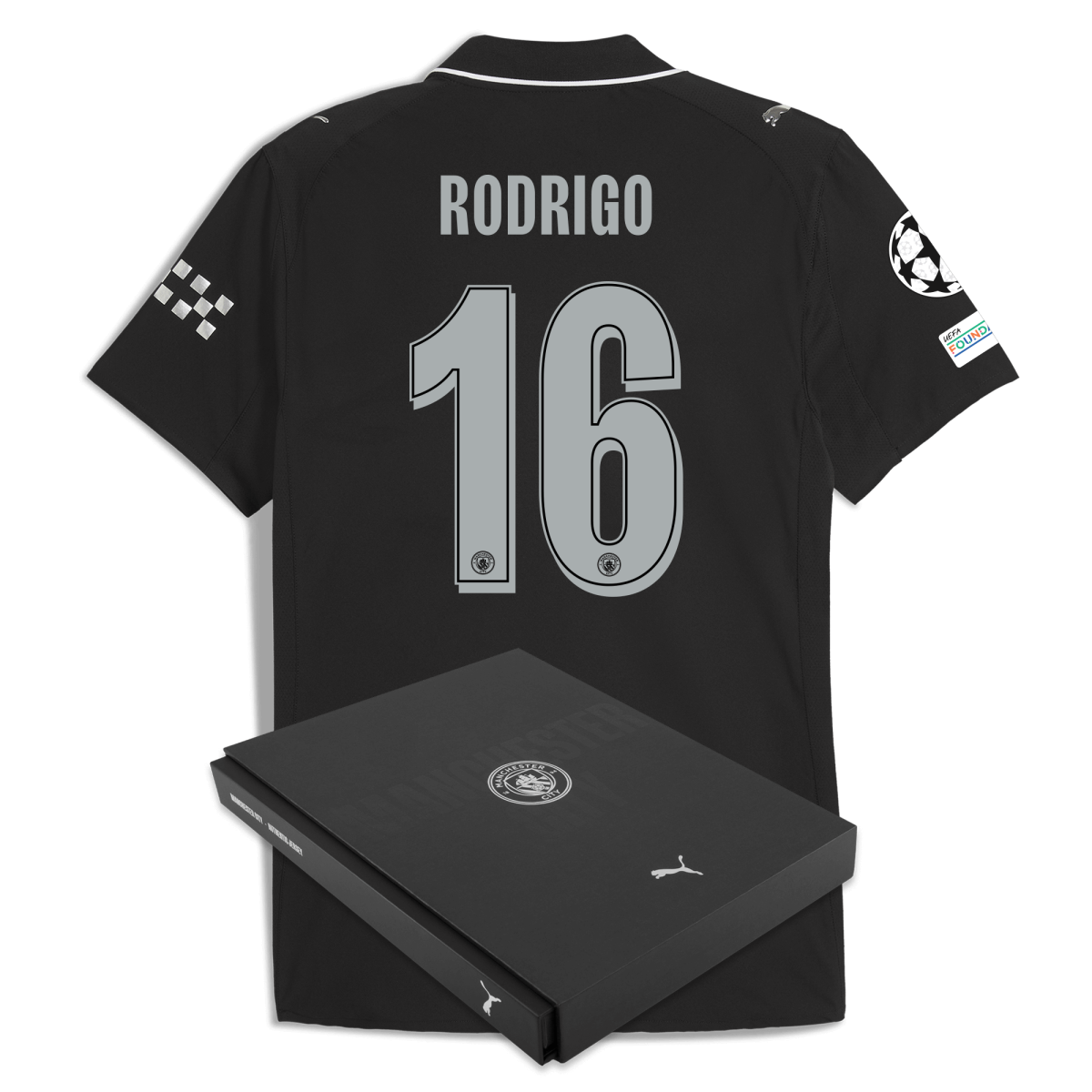 Manchester City manchester city man city champions league away authentic jersey 202526 with rodrigo 16 printing in gift box Collection - ManchesterCitystore.com