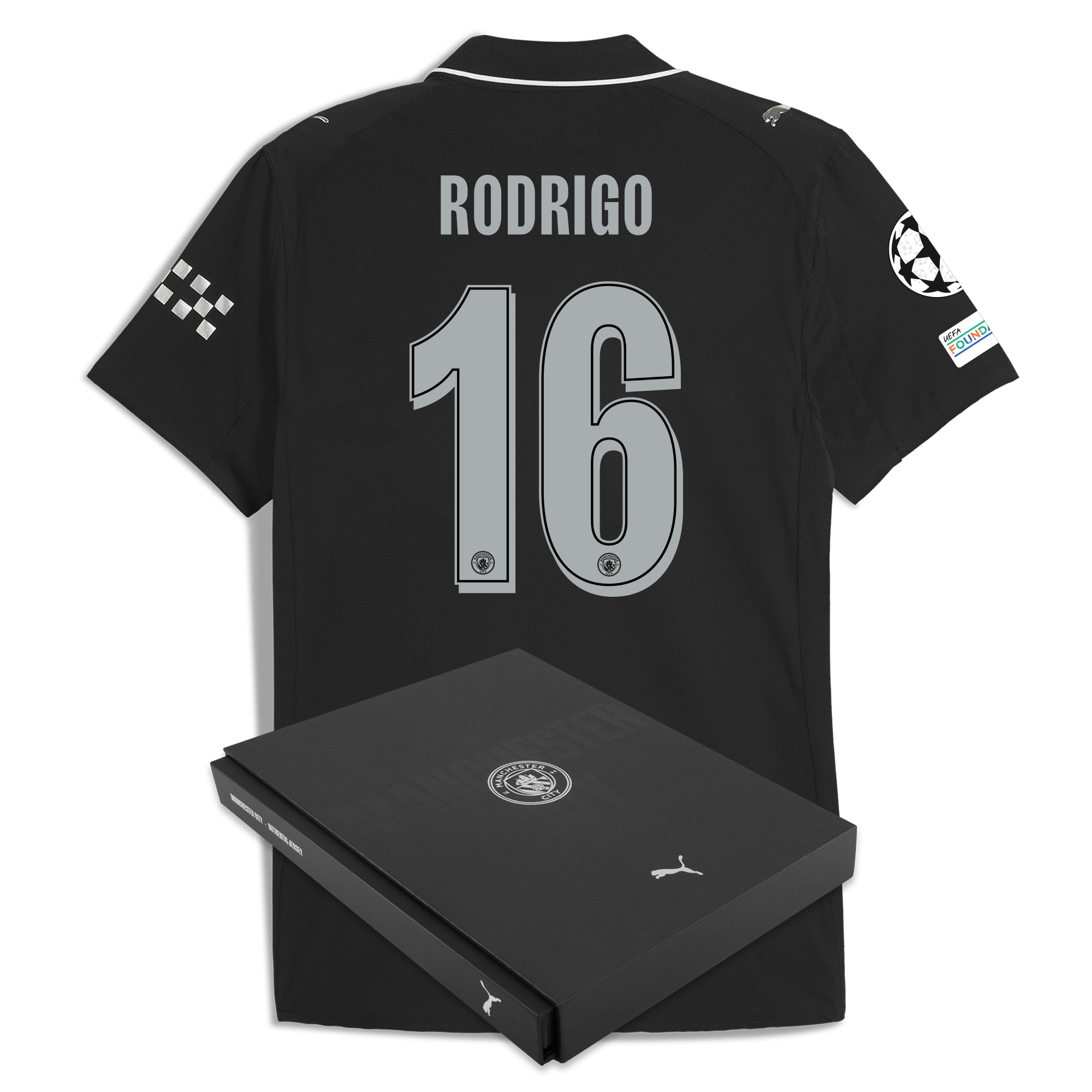Manchester City manchester city man city champions league away authentic jersey 202526 with rodrigo 16 printing in gift box Collection - ManchesterCitystore.com