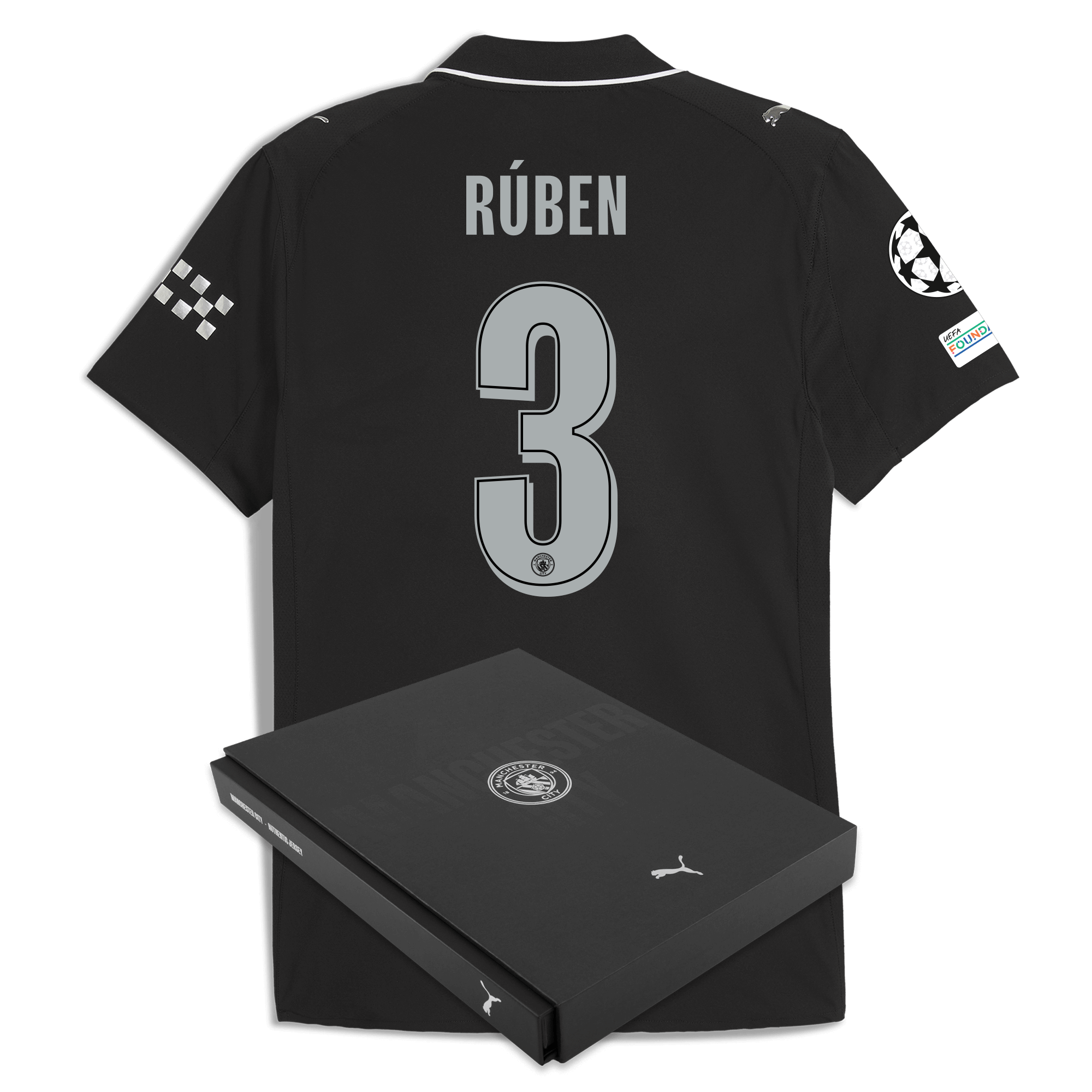 Manchester City manchester city man city champions league away authentic jersey 202526 with ruben 3 printing in gift box Collection - ManchesterCitystore.com